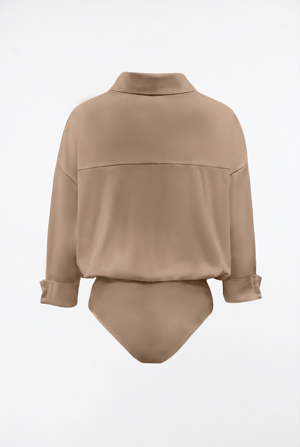 Mocha Oversized Collared Shirt Bodysuit