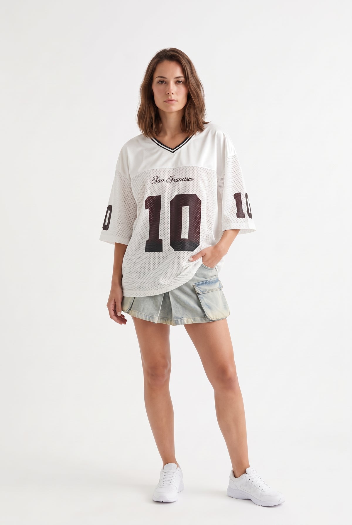 White Oversized Football Jersey Shirt