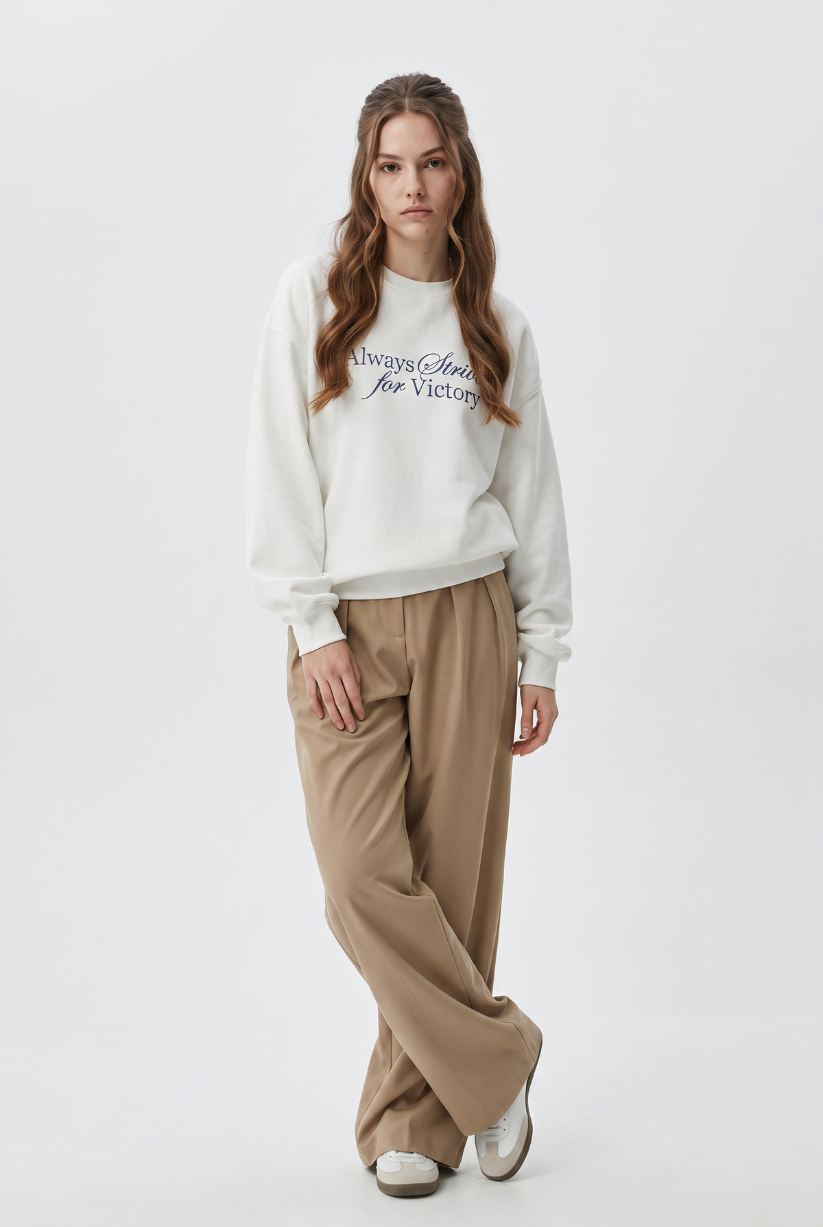 White Motivational Graphic Cotton Sweatshirt