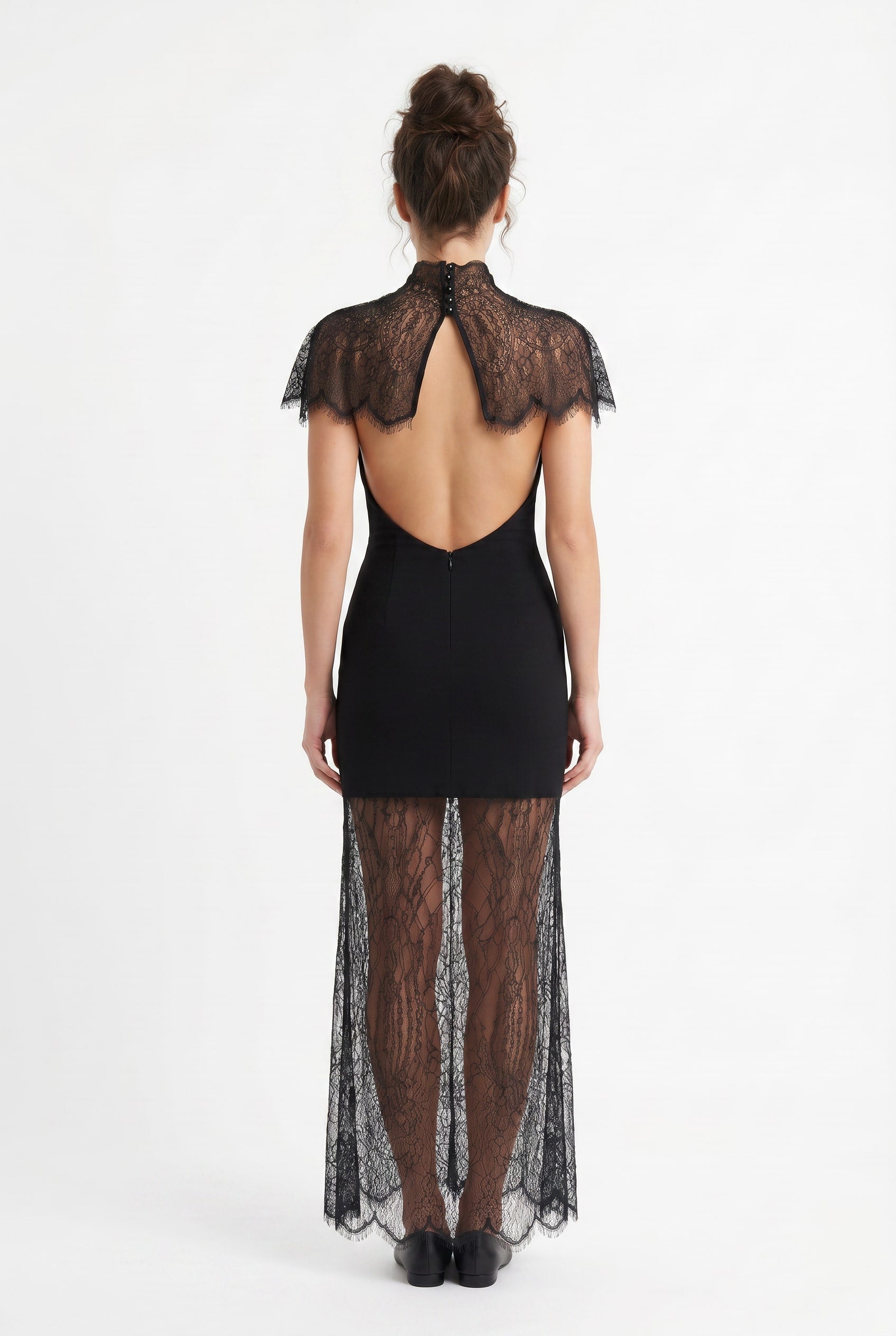 Black Lace Overlay Maxi Dress