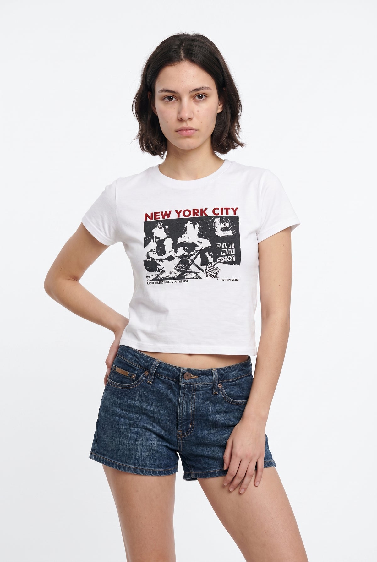 White Graphic Crop T-Shirt