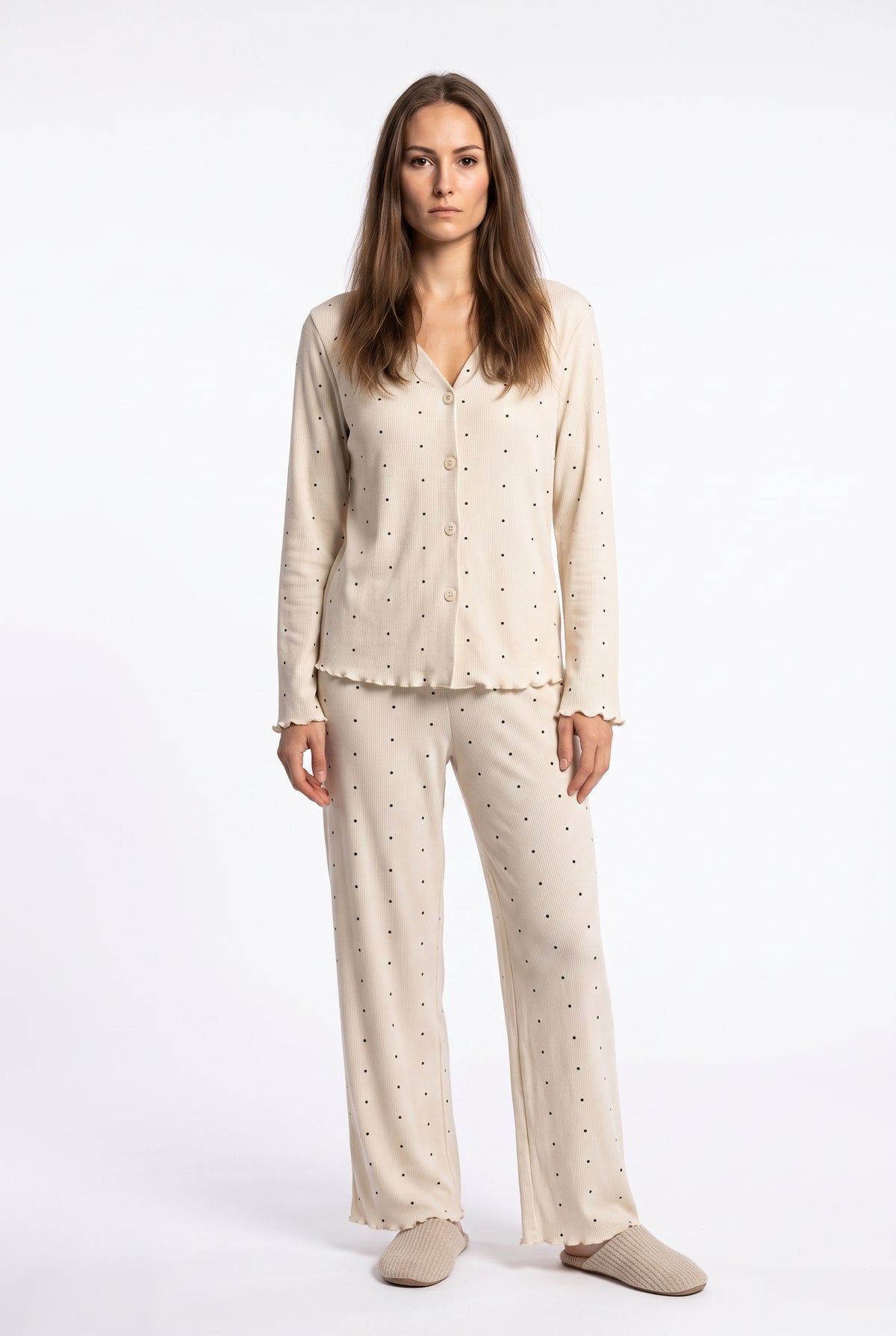 Cream Polka Dot Pyjama Set