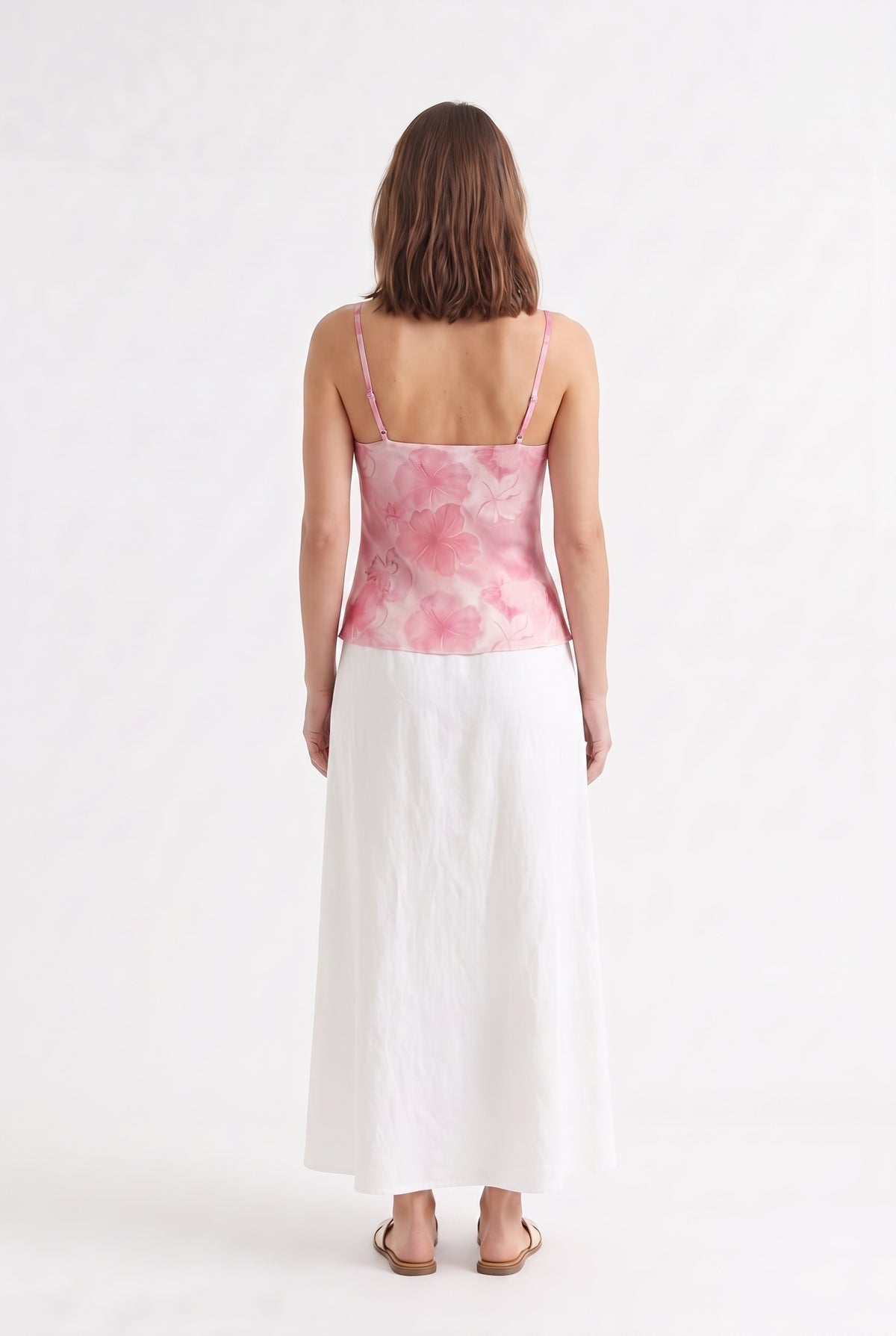 Pink Floral Mesh Camisole Top
