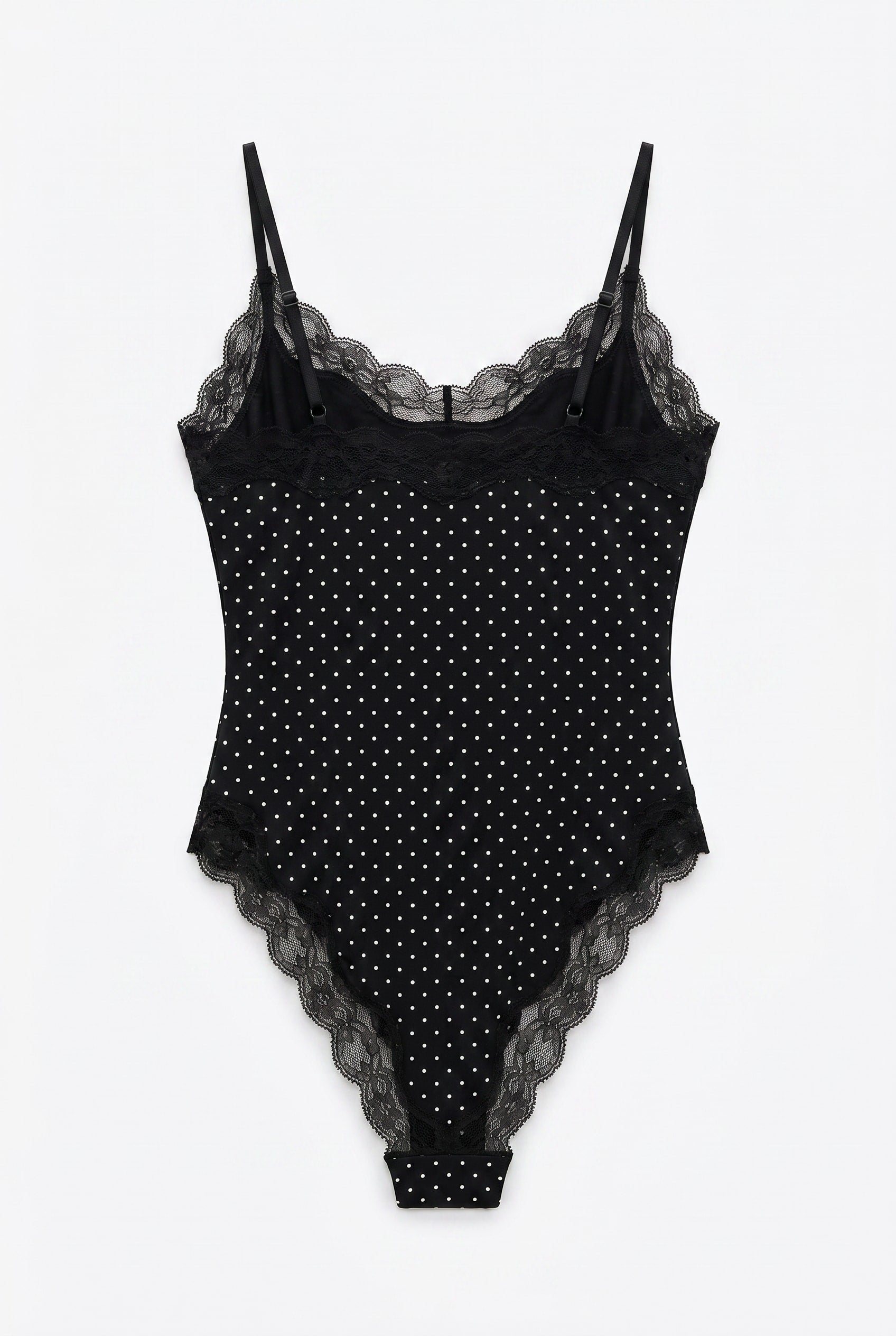 Black Polka Dot Lace Trim Camisole
