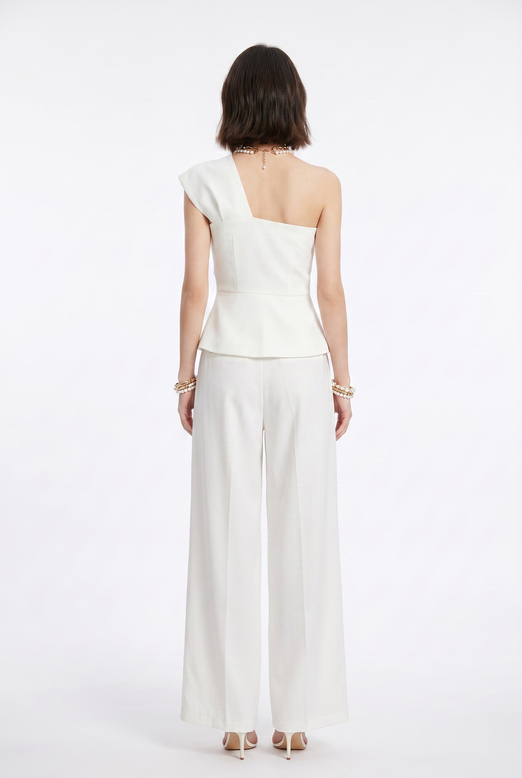 Ivory Asymmetric Top Wide Leg Co-ord