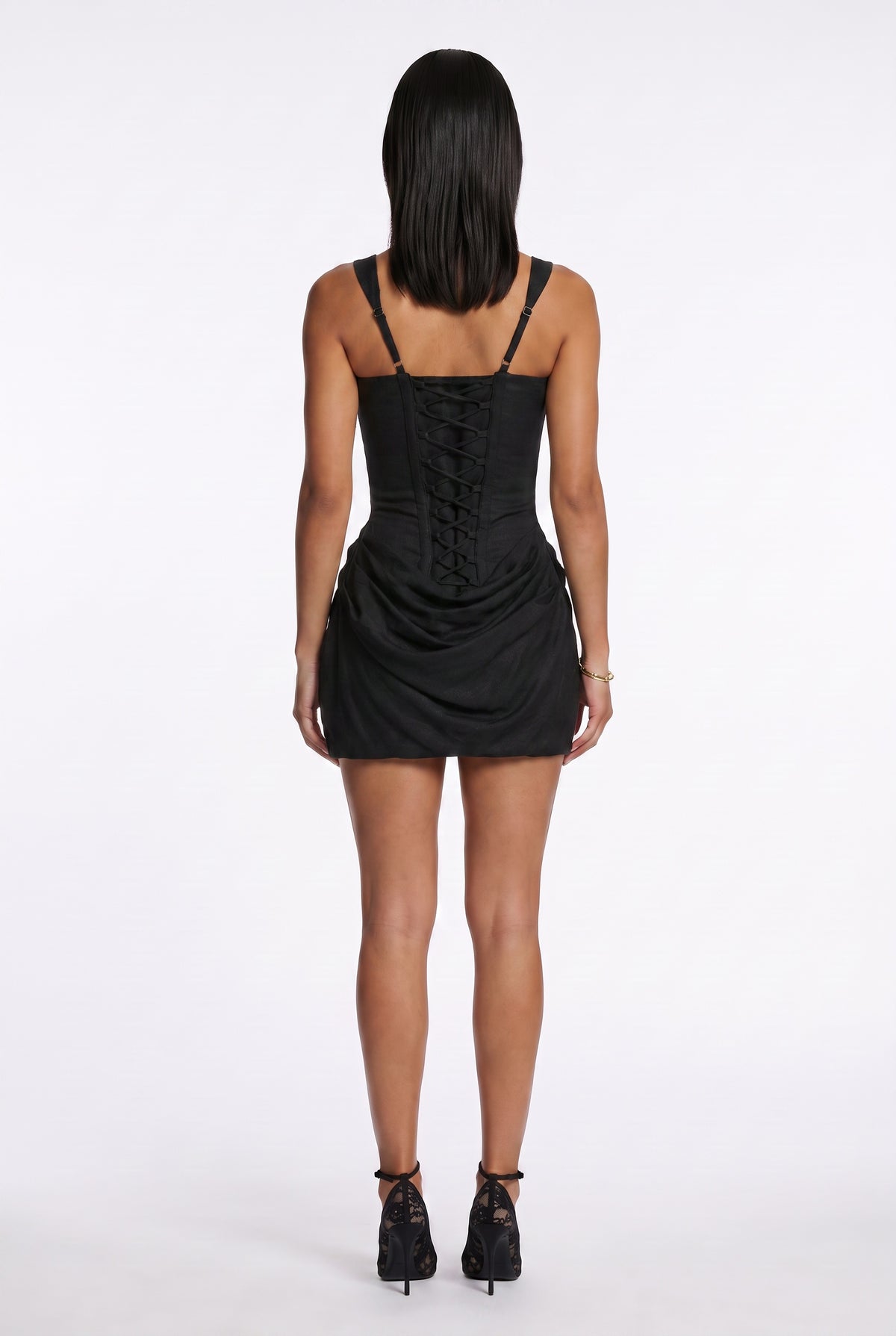 Black Ruched Bodycon Mini Dress