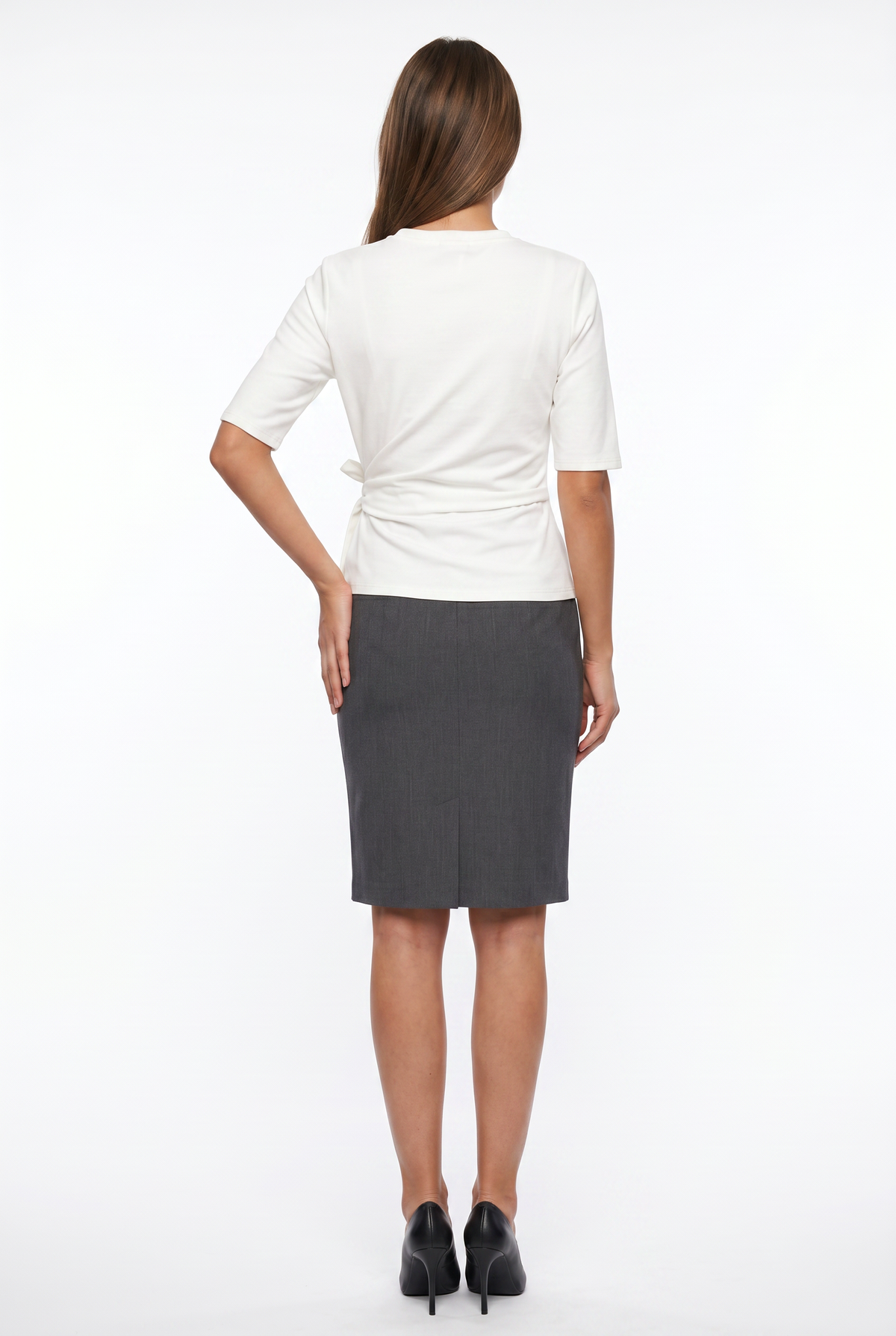 White Side Knot Structured Blouse