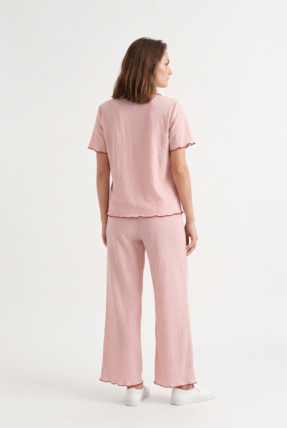 Pink Cherry Embroidered Pyjama Set