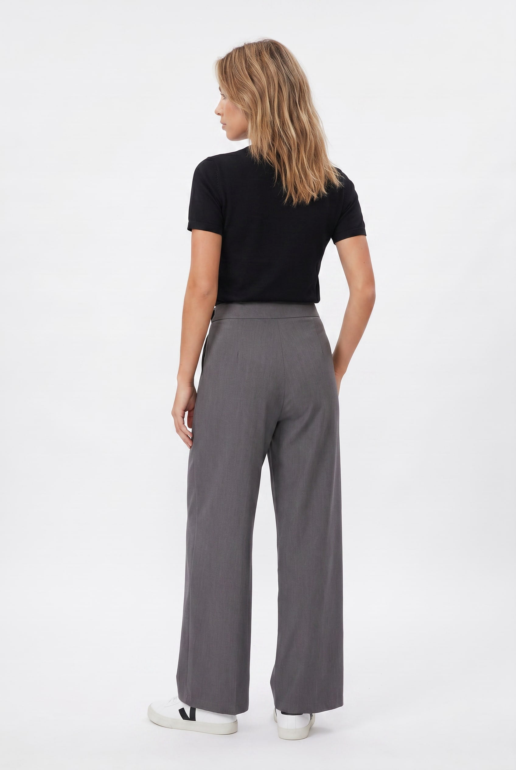 Charcoal Grey Wide Leg Wrap Trousers