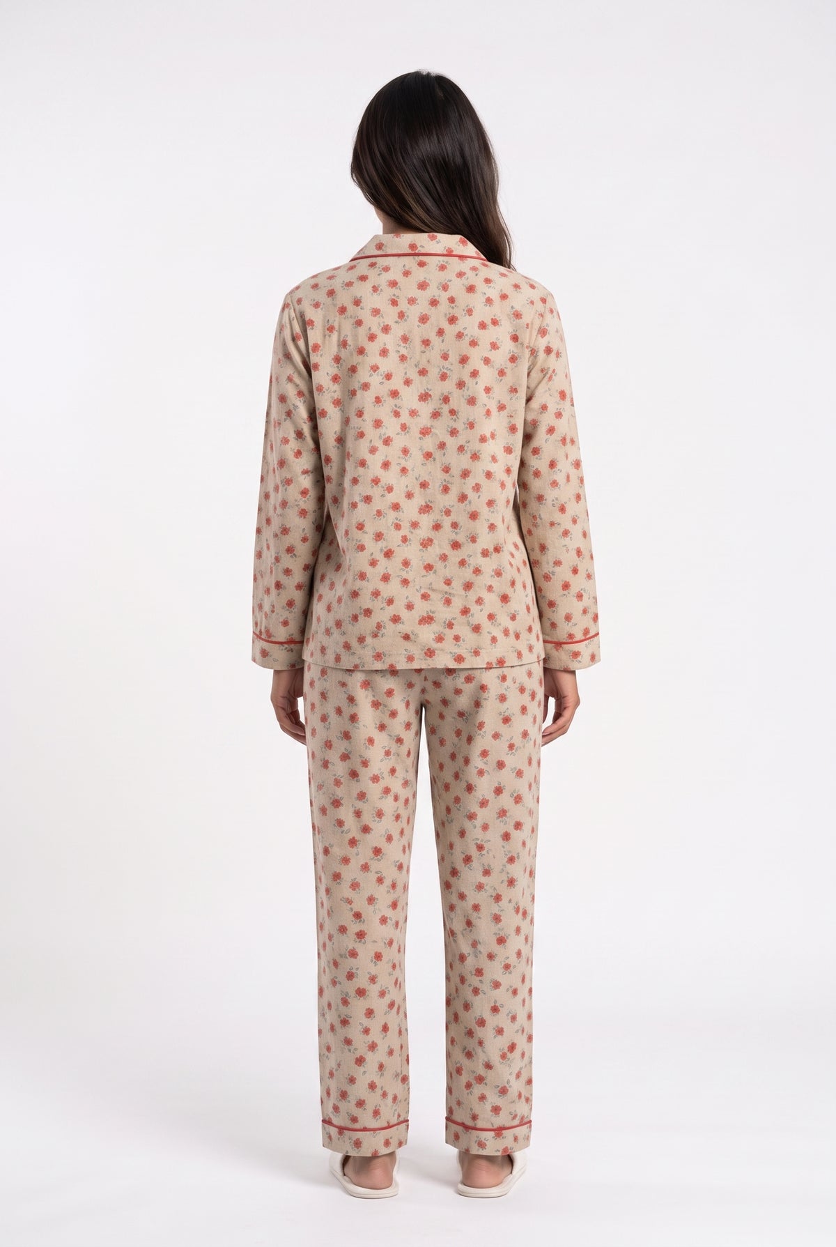 Beige Floral Print Pyjama Set