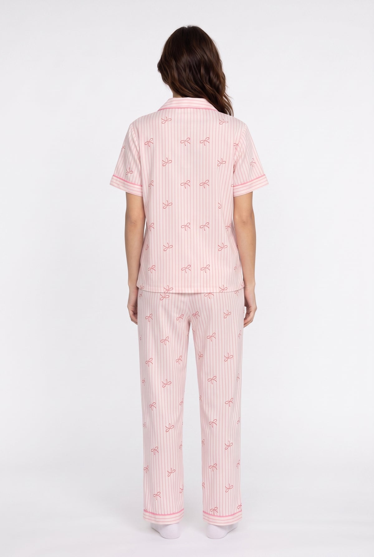 Pink Bow Print Pyjama Set