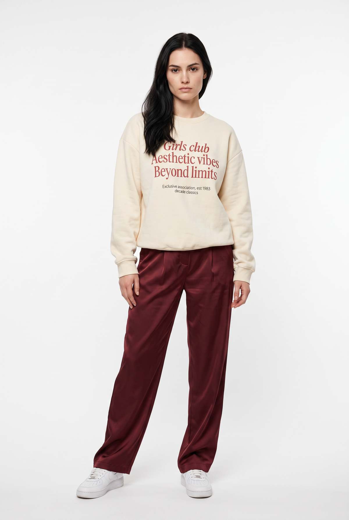 Cream Graphic Cotton Crewneck Sweatshirt