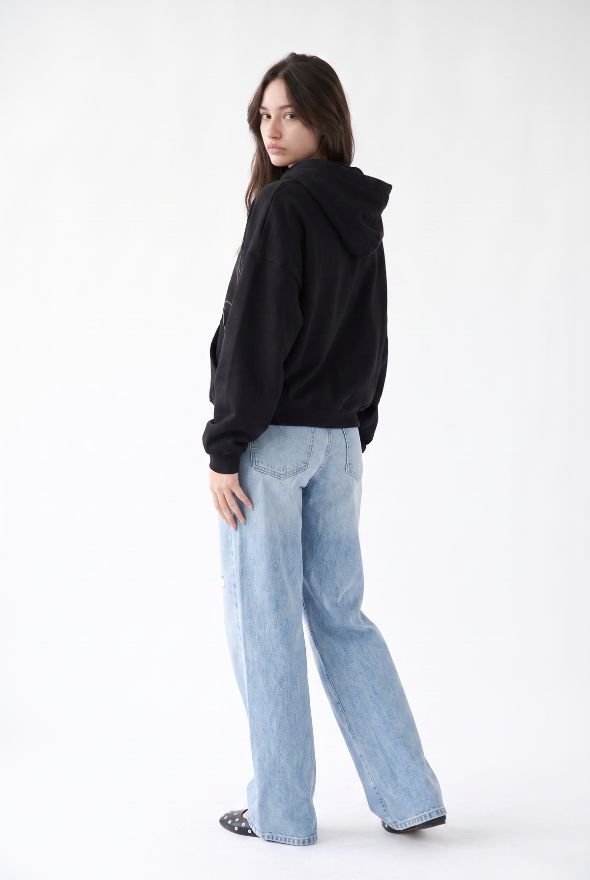 Black Oversized Zip-Up Hoodie