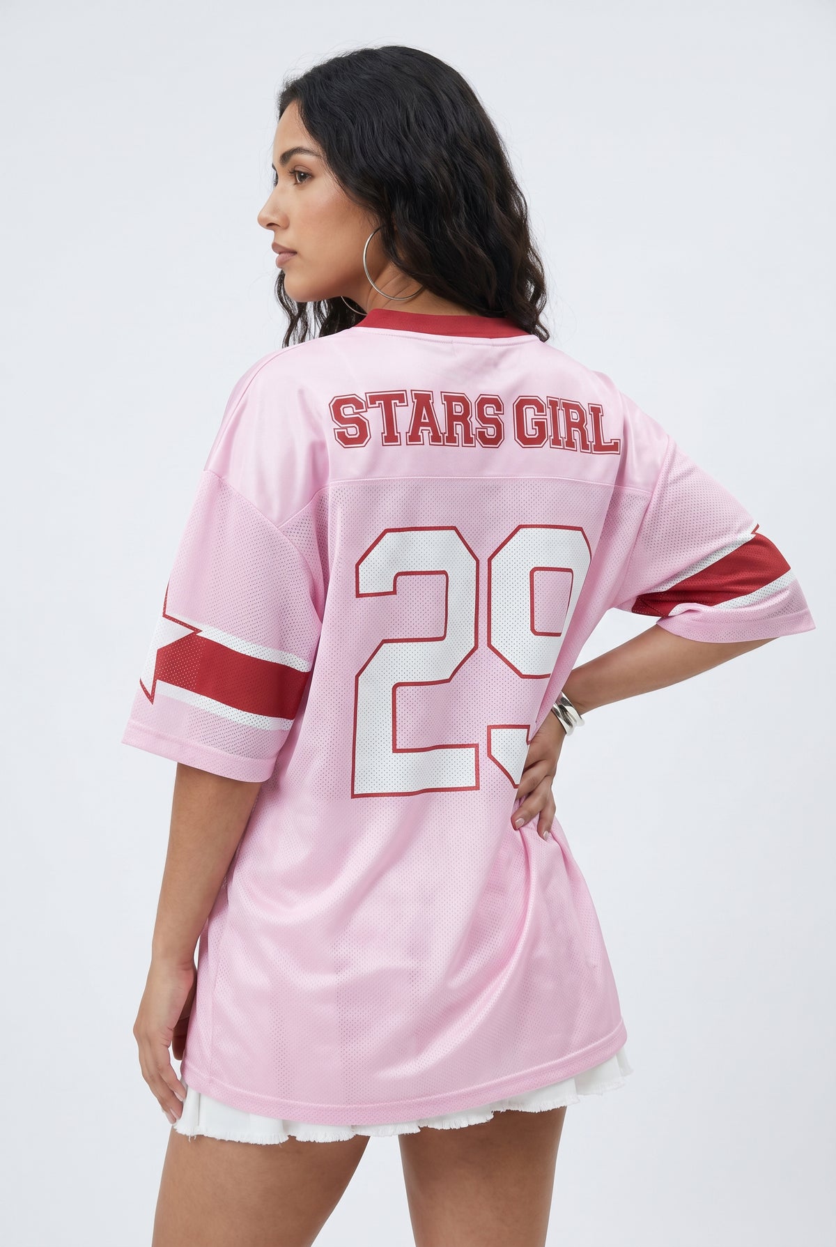 Pink Oversized Football Jersey Shirt