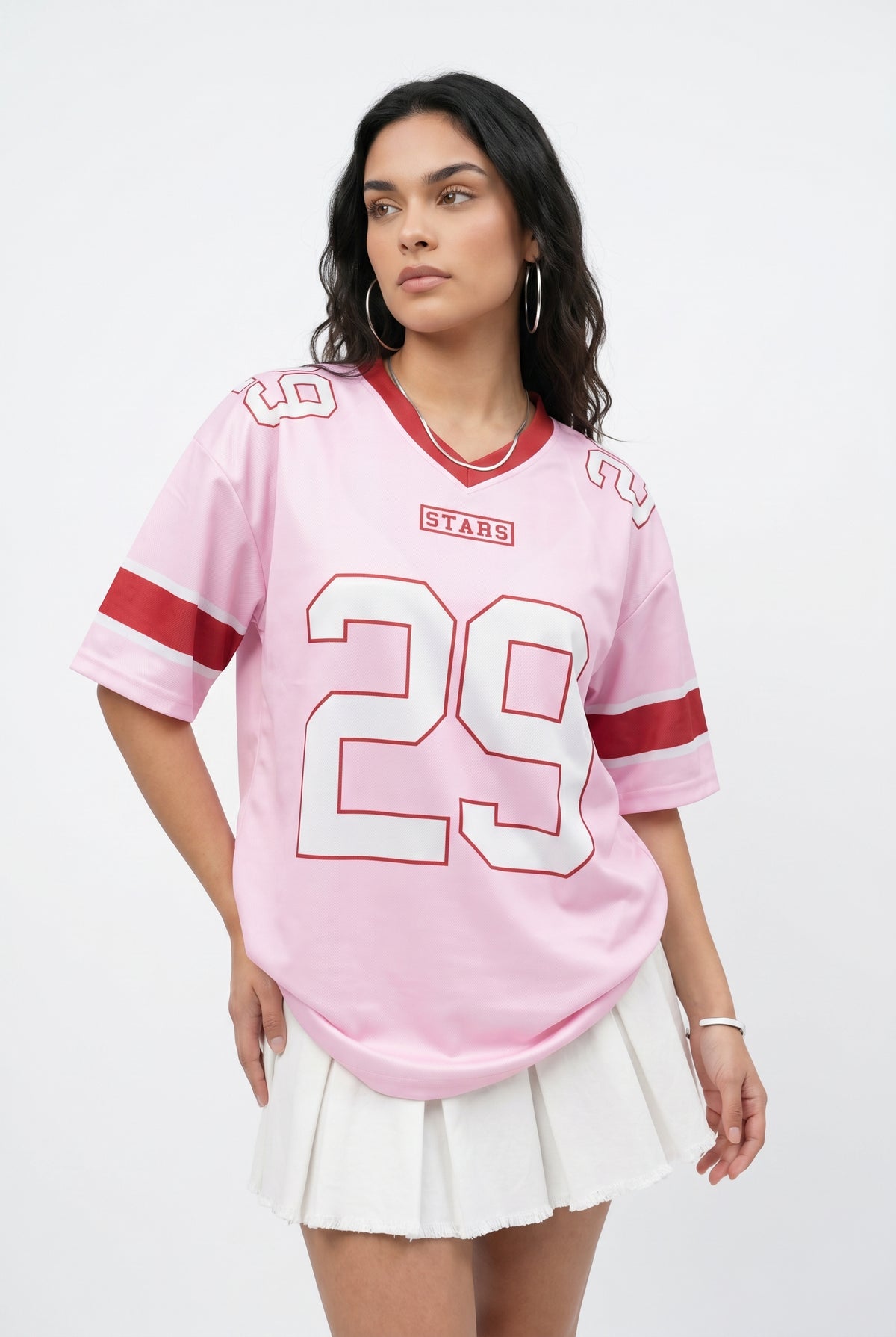Pink Oversized Football Jersey Shirt