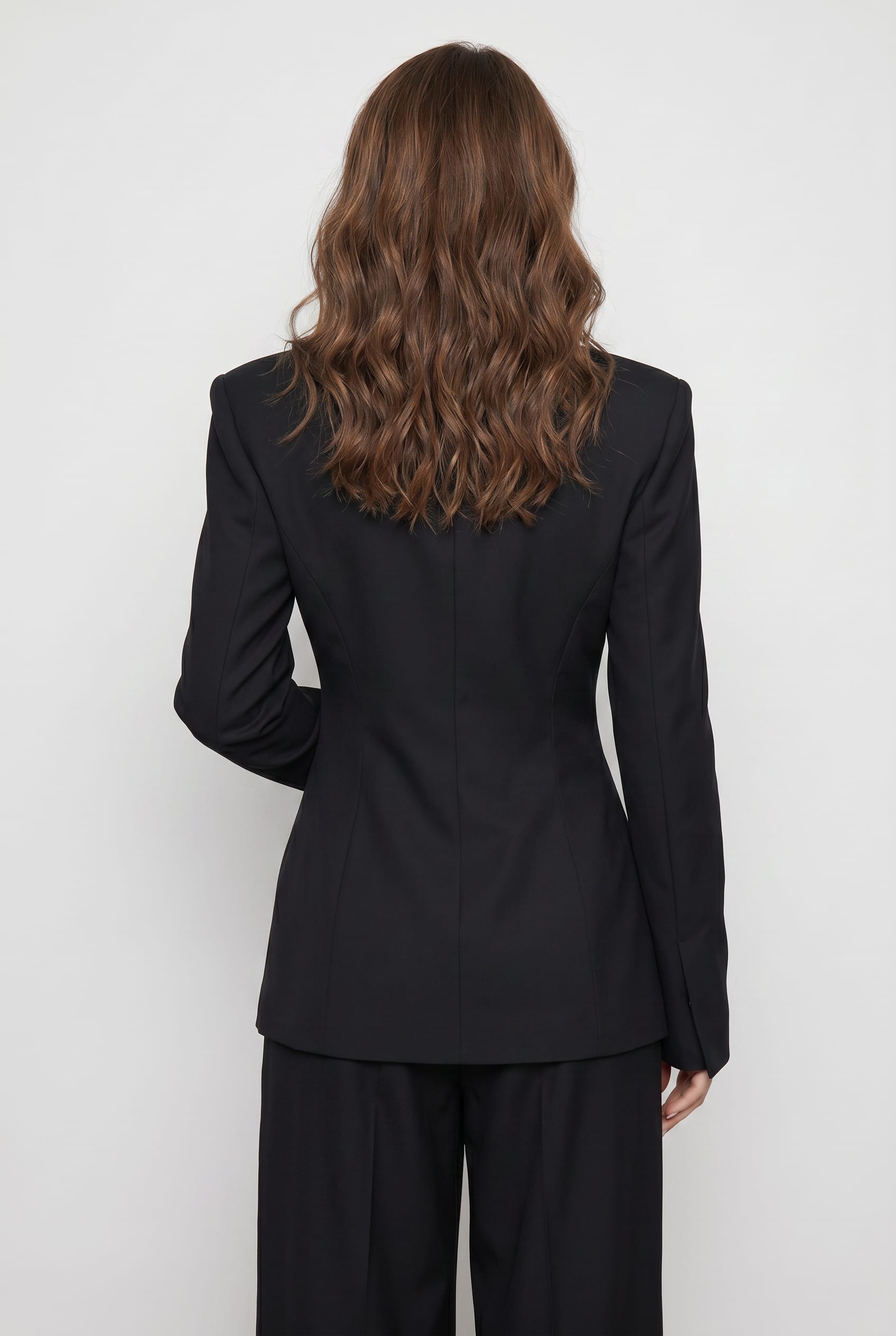 Black Deep V Tailored Blazer Jacket