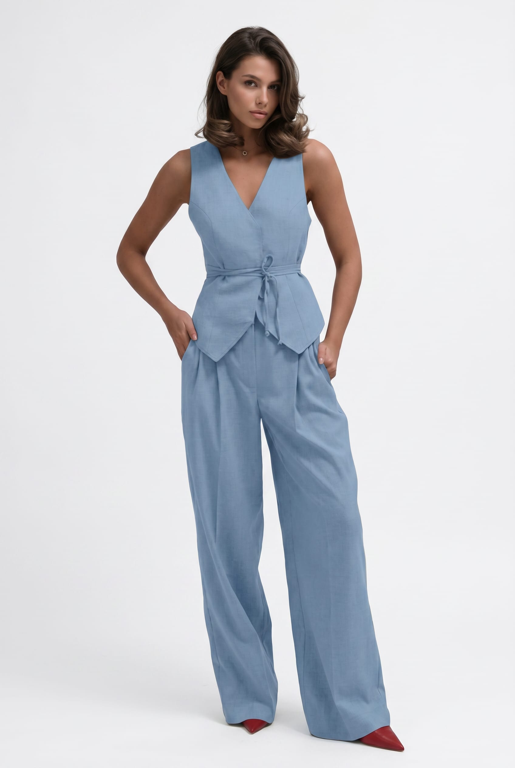 Powder Blue Wrap Front Co-ord Set