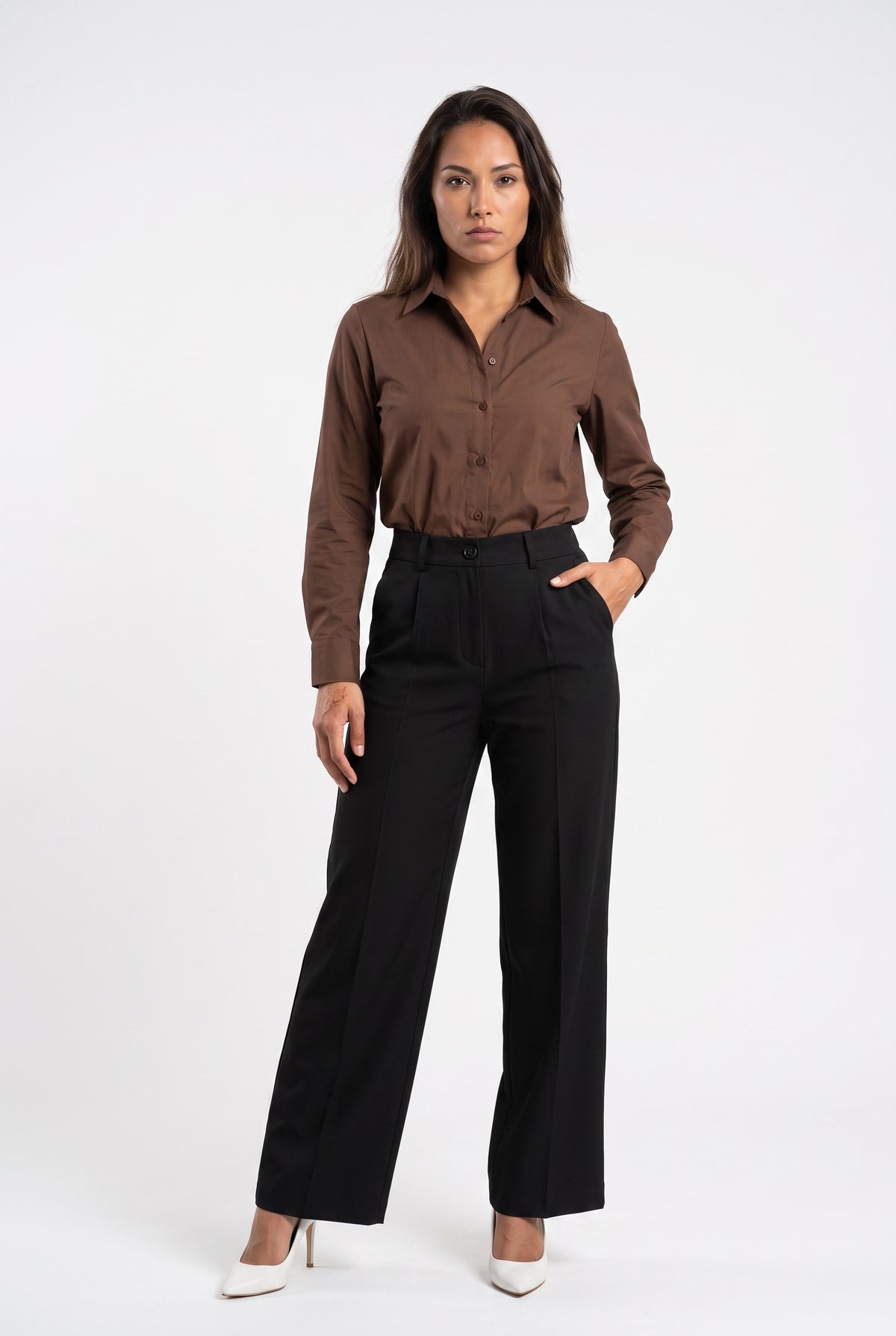 Black Wide Leg Tailored Trousers