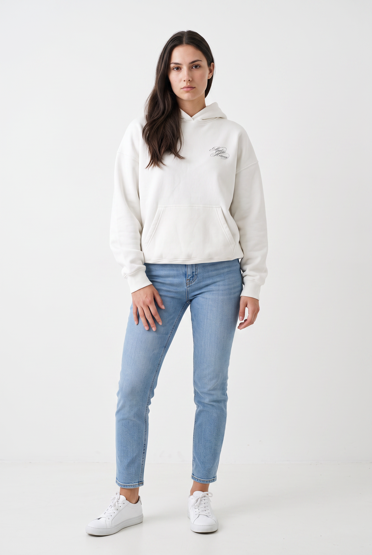White Graphic Cotton Oversized Hoodie