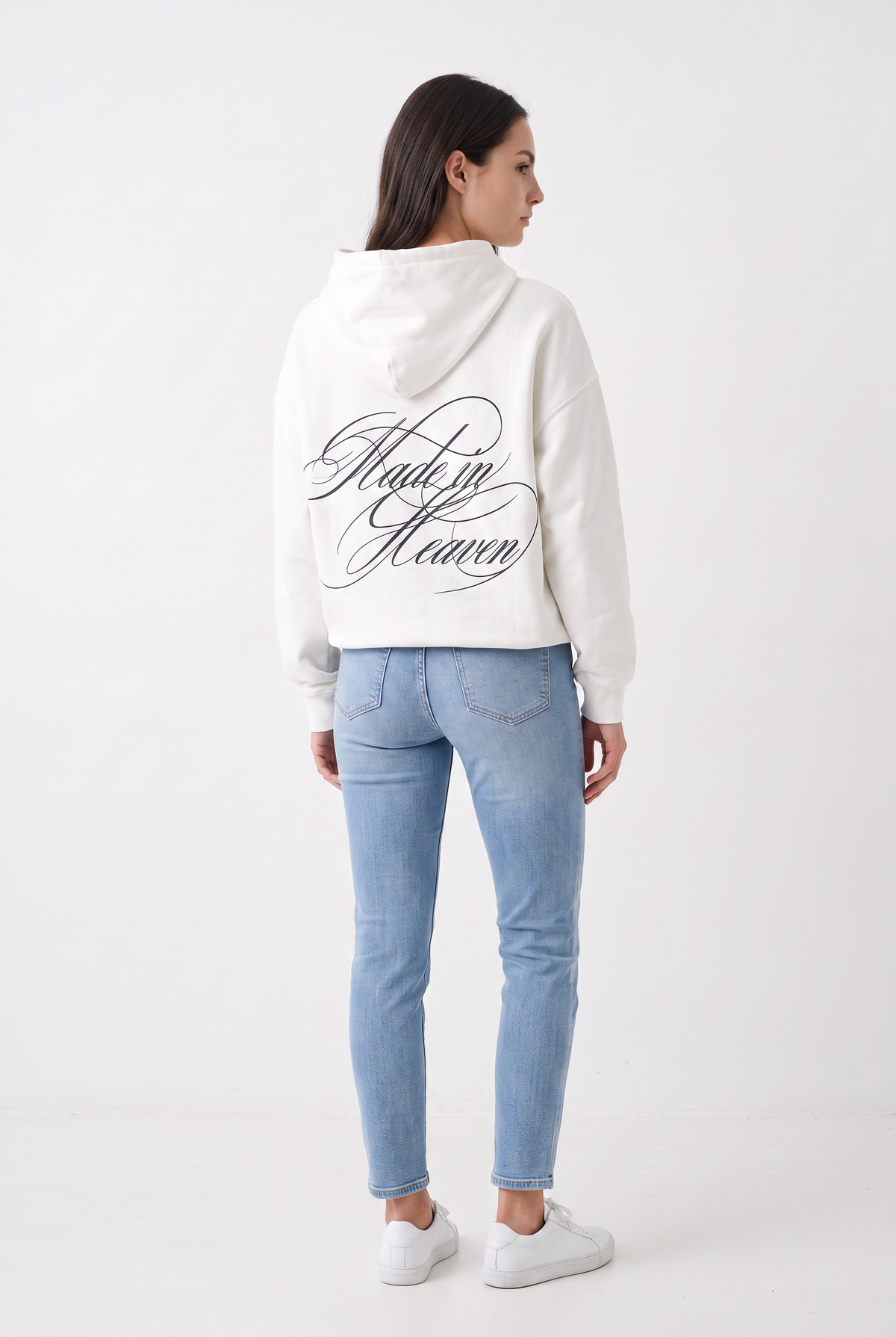 White Graphic Cotton Oversized Hoodie