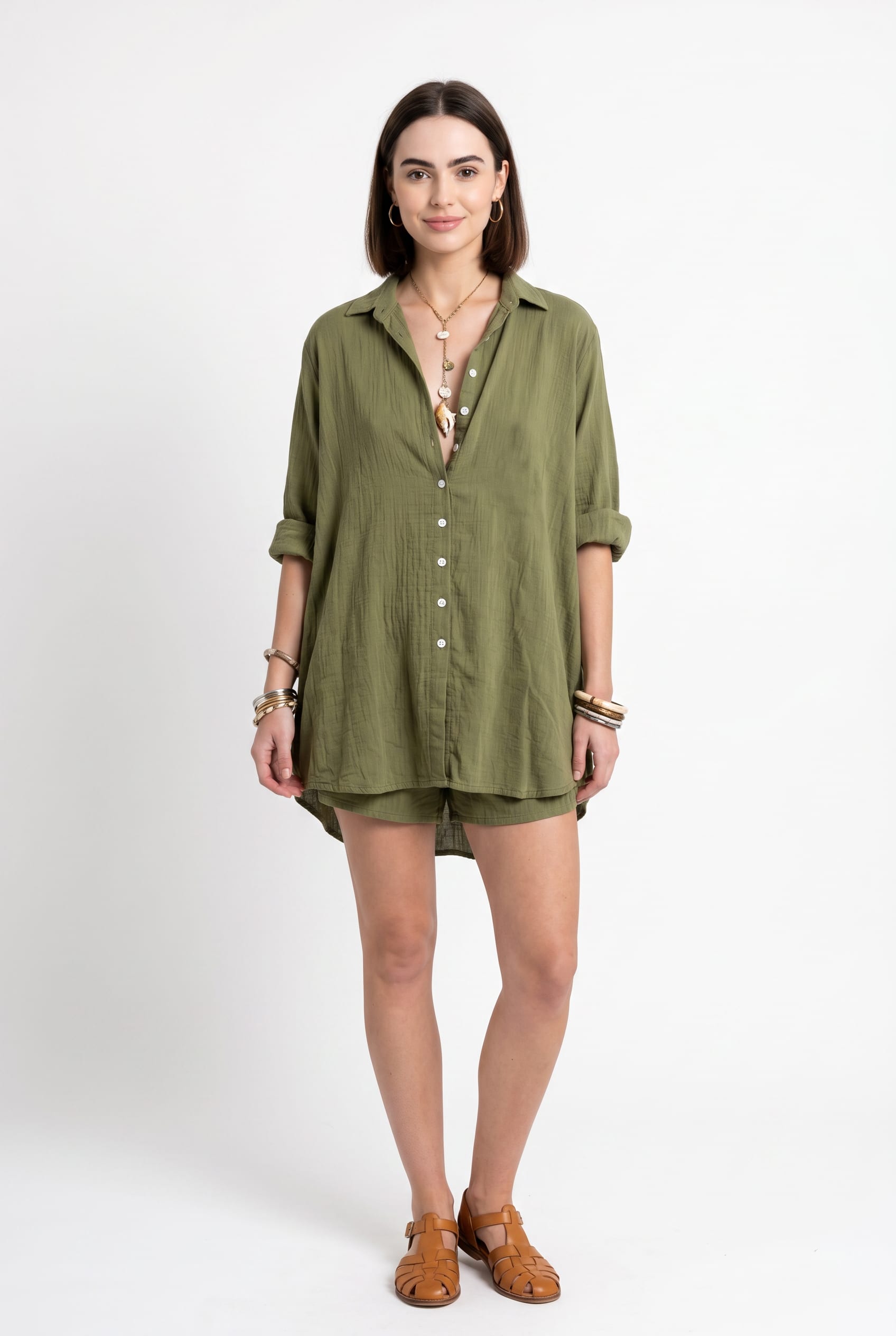 Olive Green Linen Co-ord Set