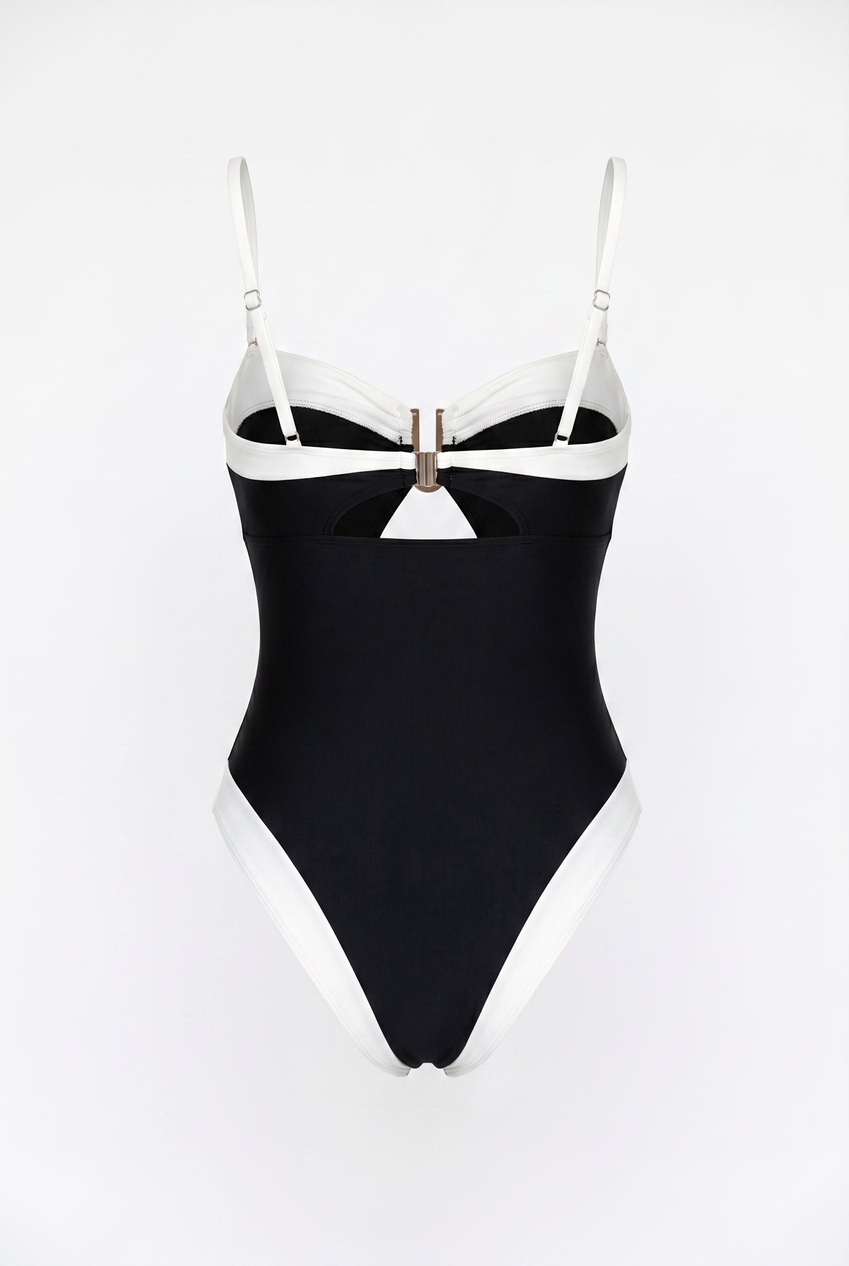 Black White Contrast Cutout One-Piece Swimsuit