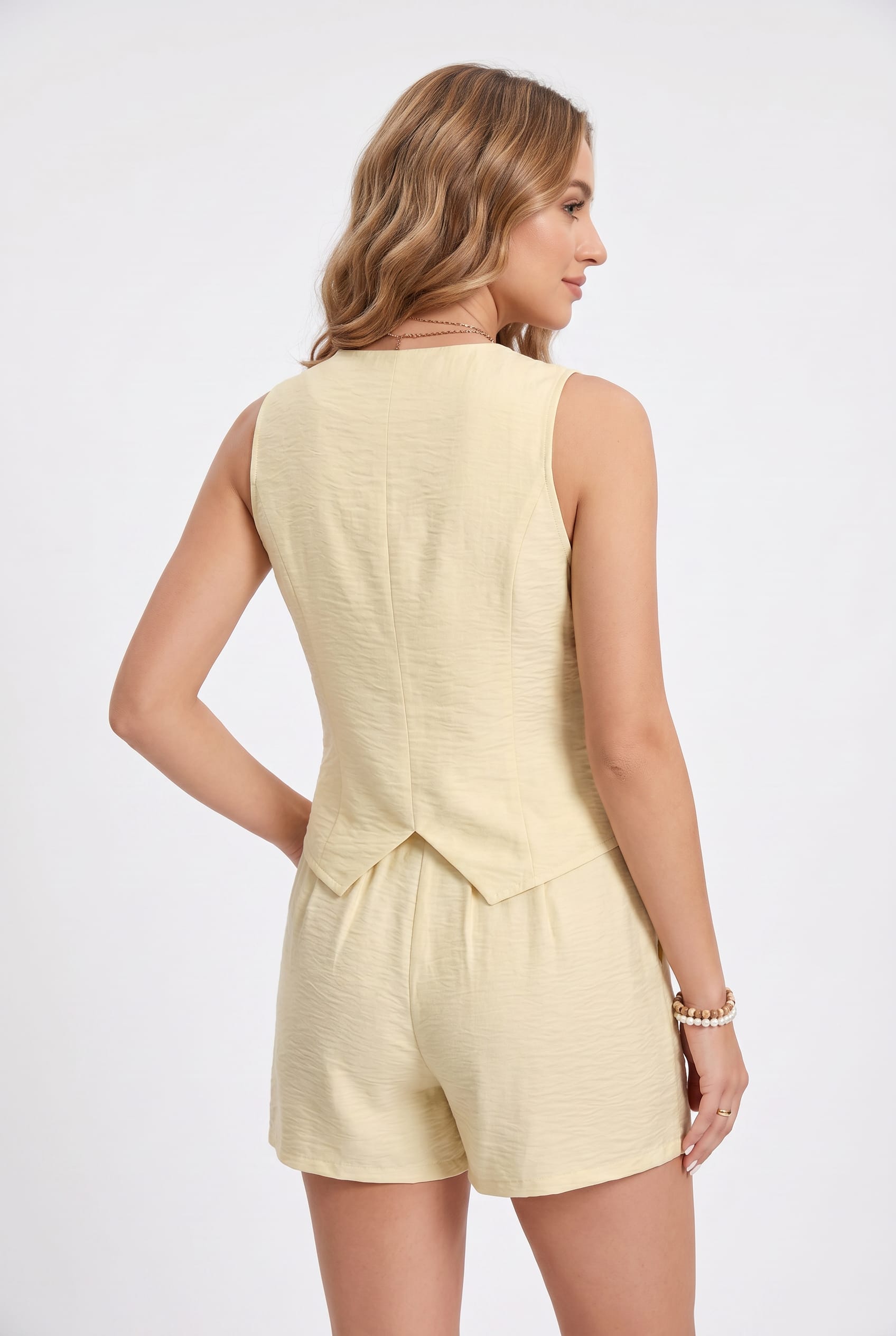 Butter Yellow Vest Short Co-ord Set