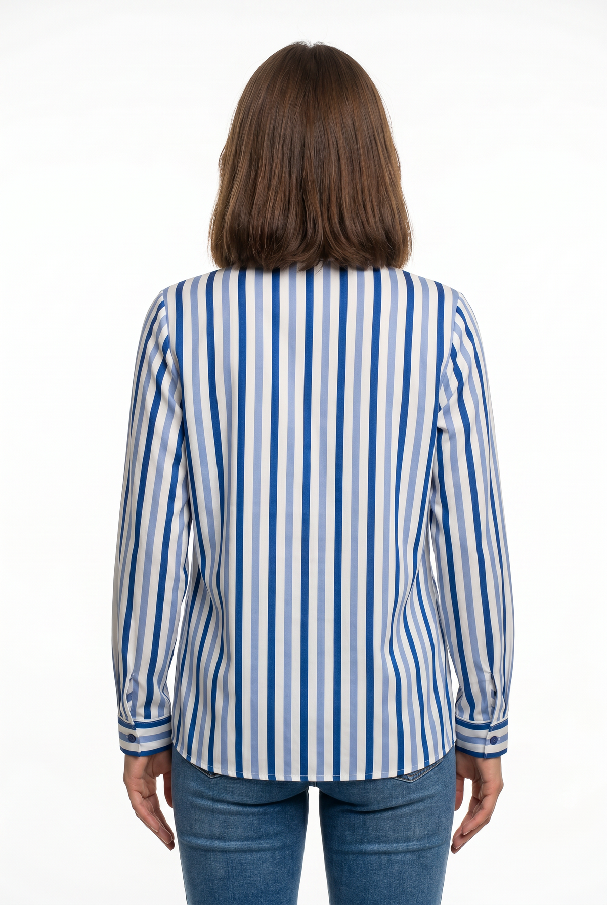 Blue Striped Relaxed Button Blouse