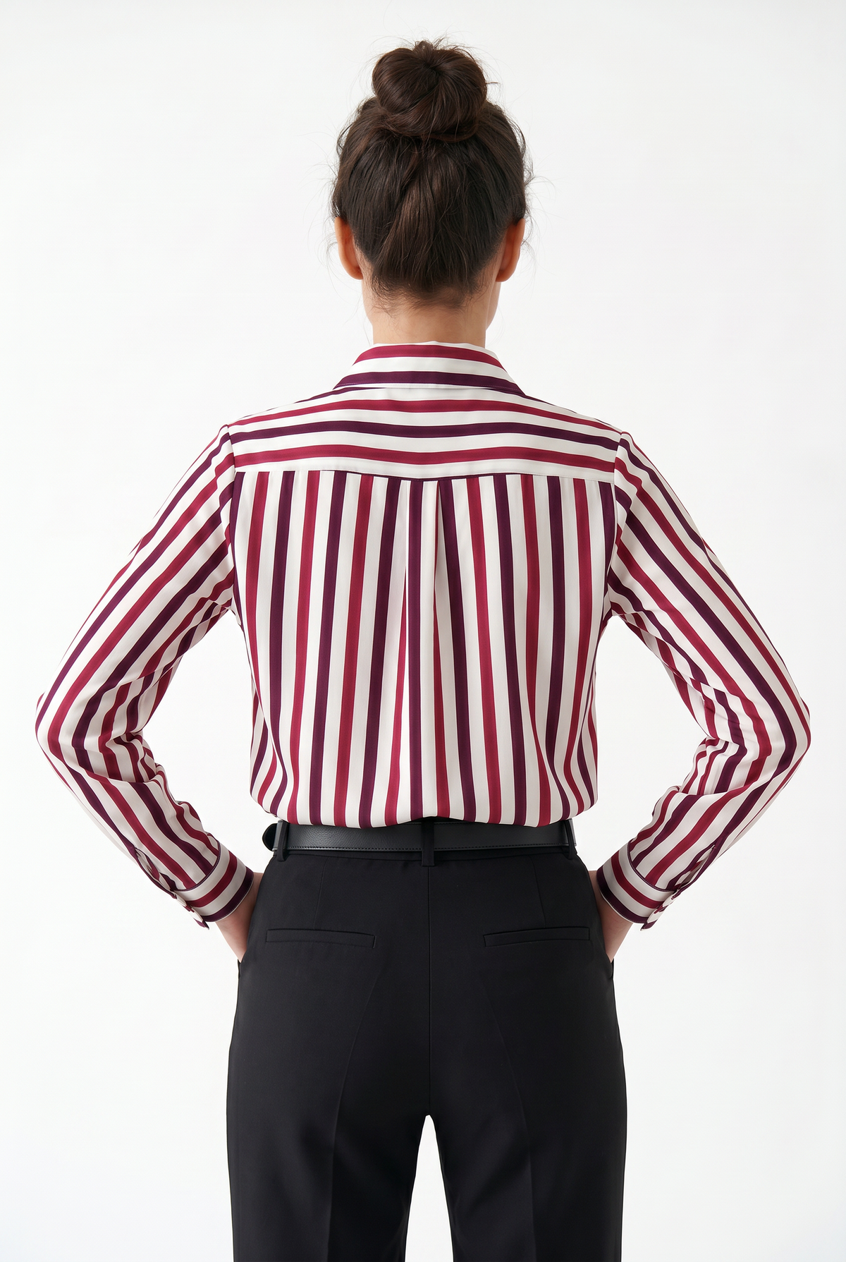 Red Striped Collared Button-Down Shirt
