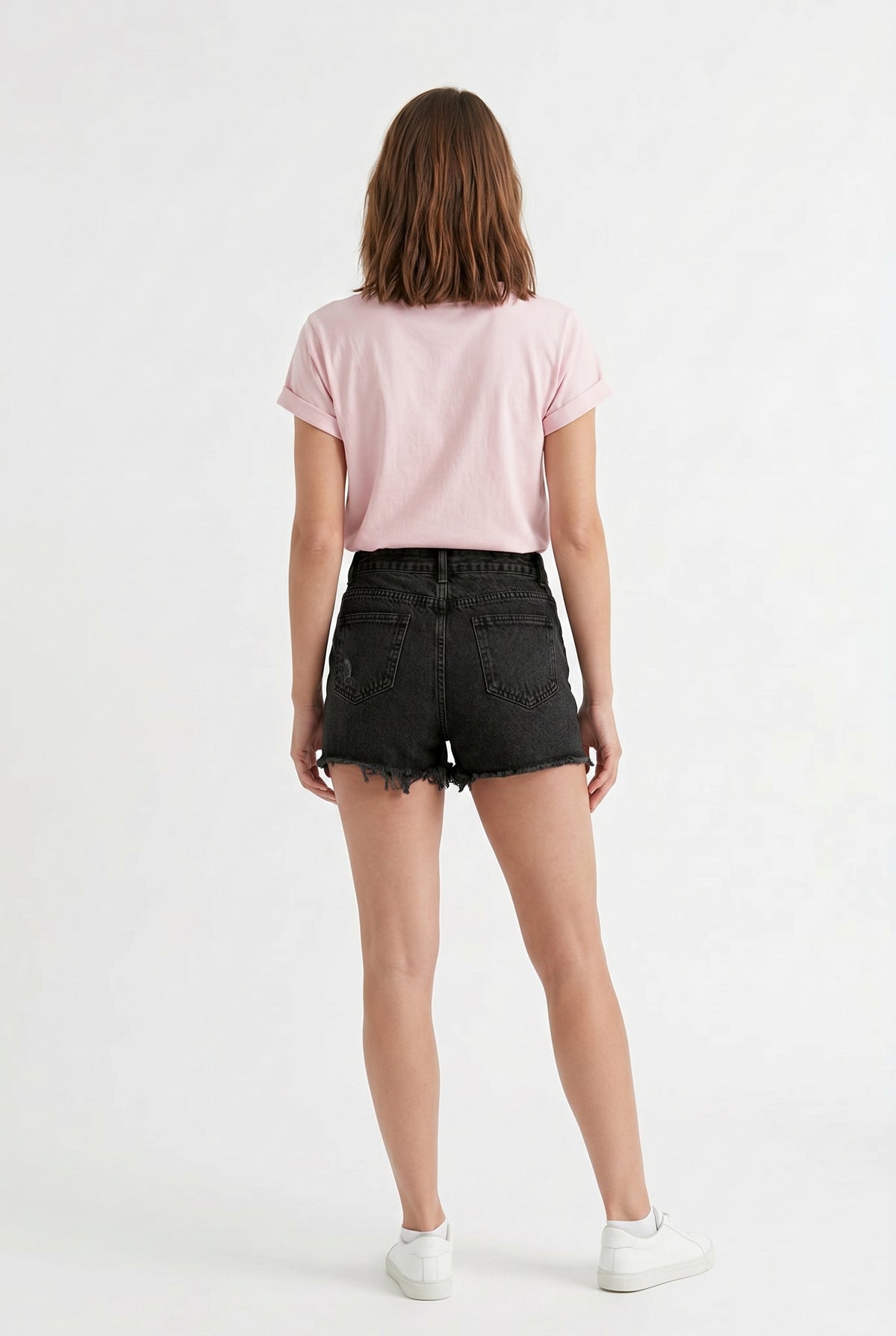 Black Distressed Denim Mini Shorts