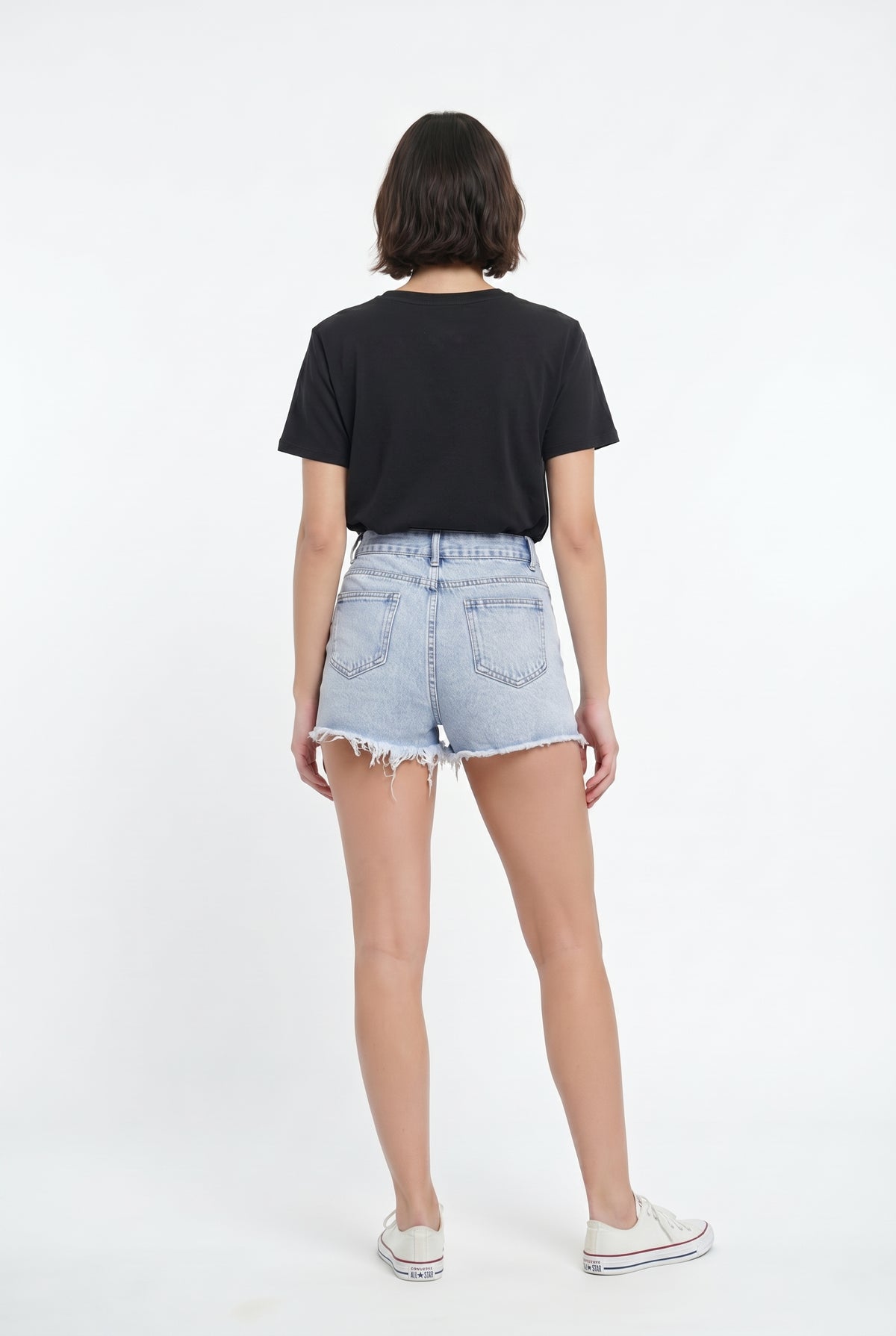 Light Blue Distressed Denim Shorts