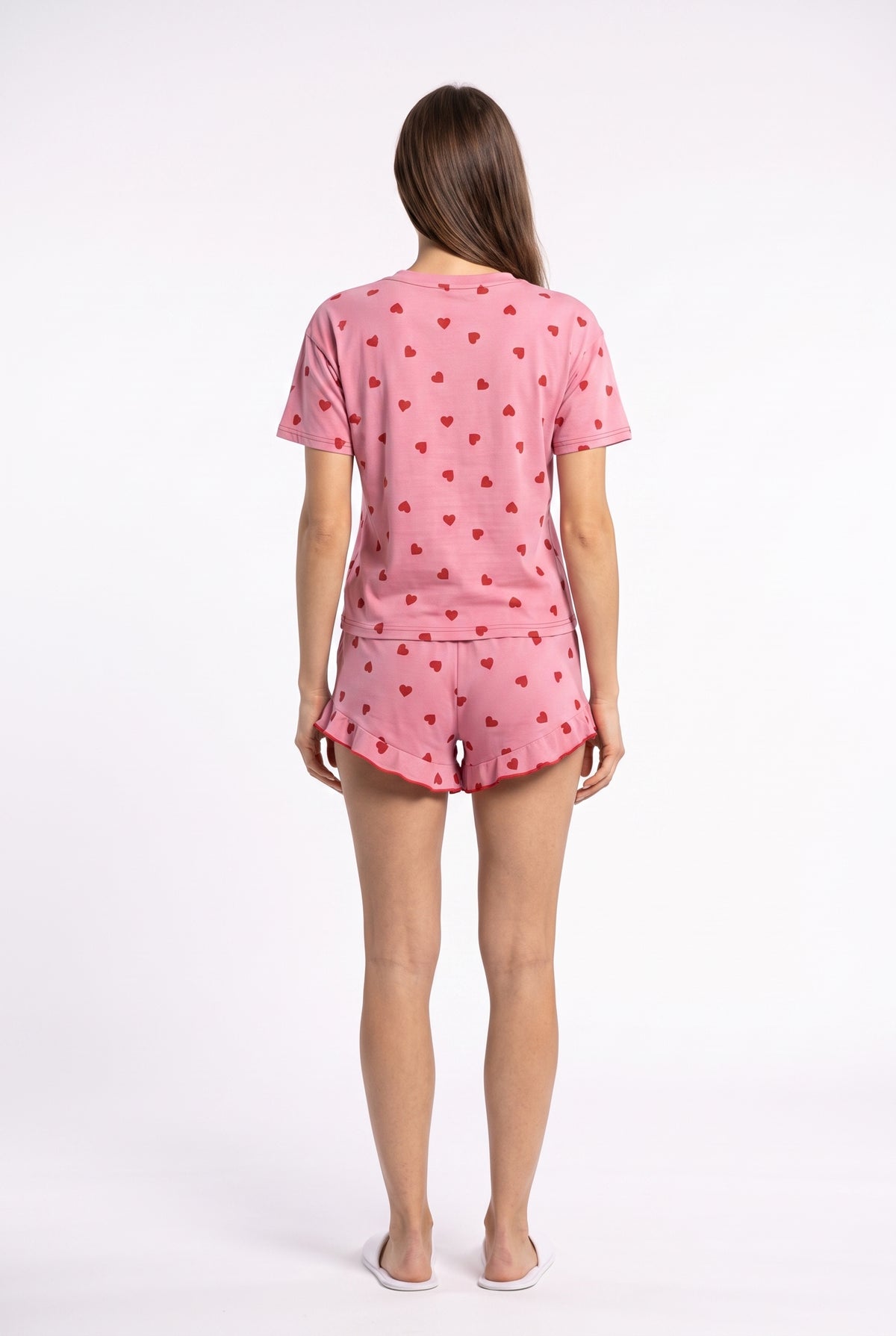 Pink Heart Print Sleepwear Set