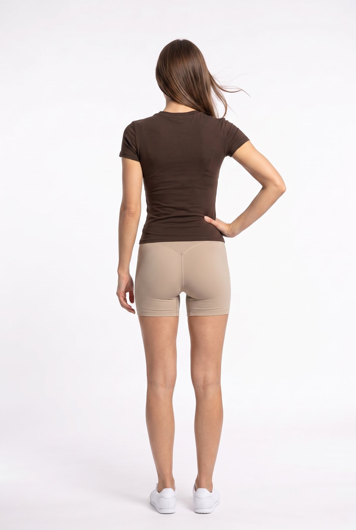 Beige Nylon Fitted Bike Shorts