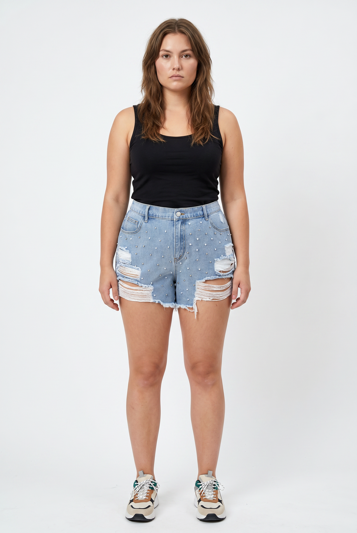 Light Blue Distressed Denim Shorts