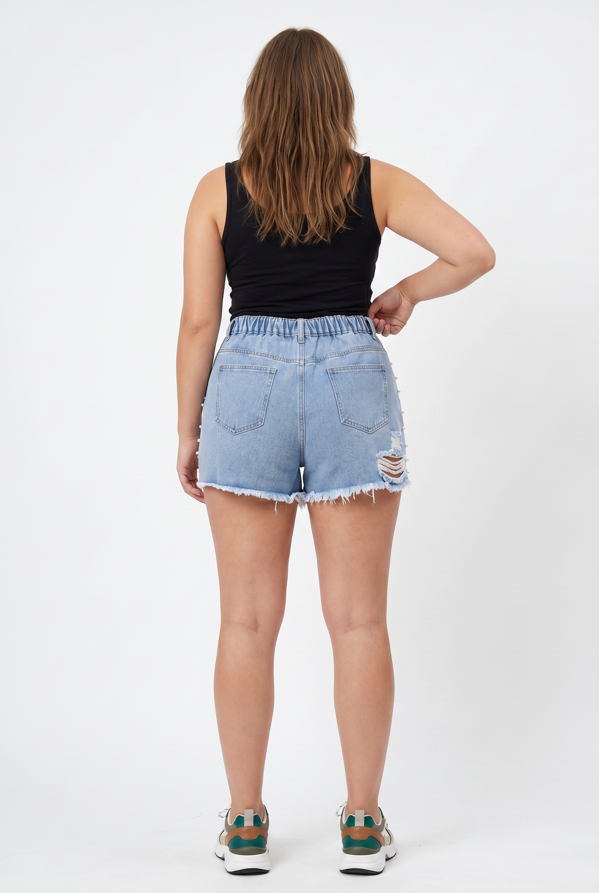 Light Blue Distressed Denim Shorts