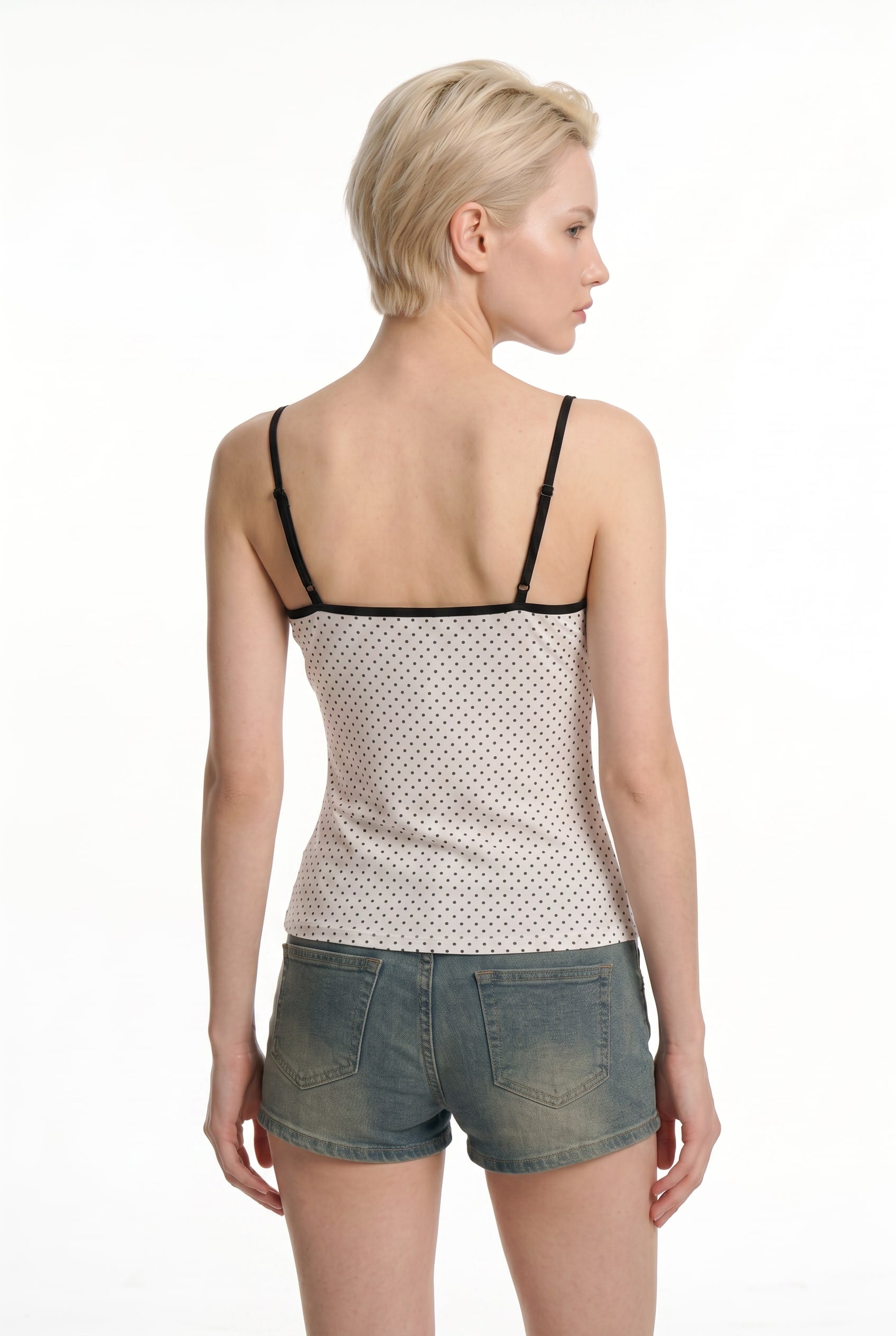 White Polka Dot Wrap Cami Top