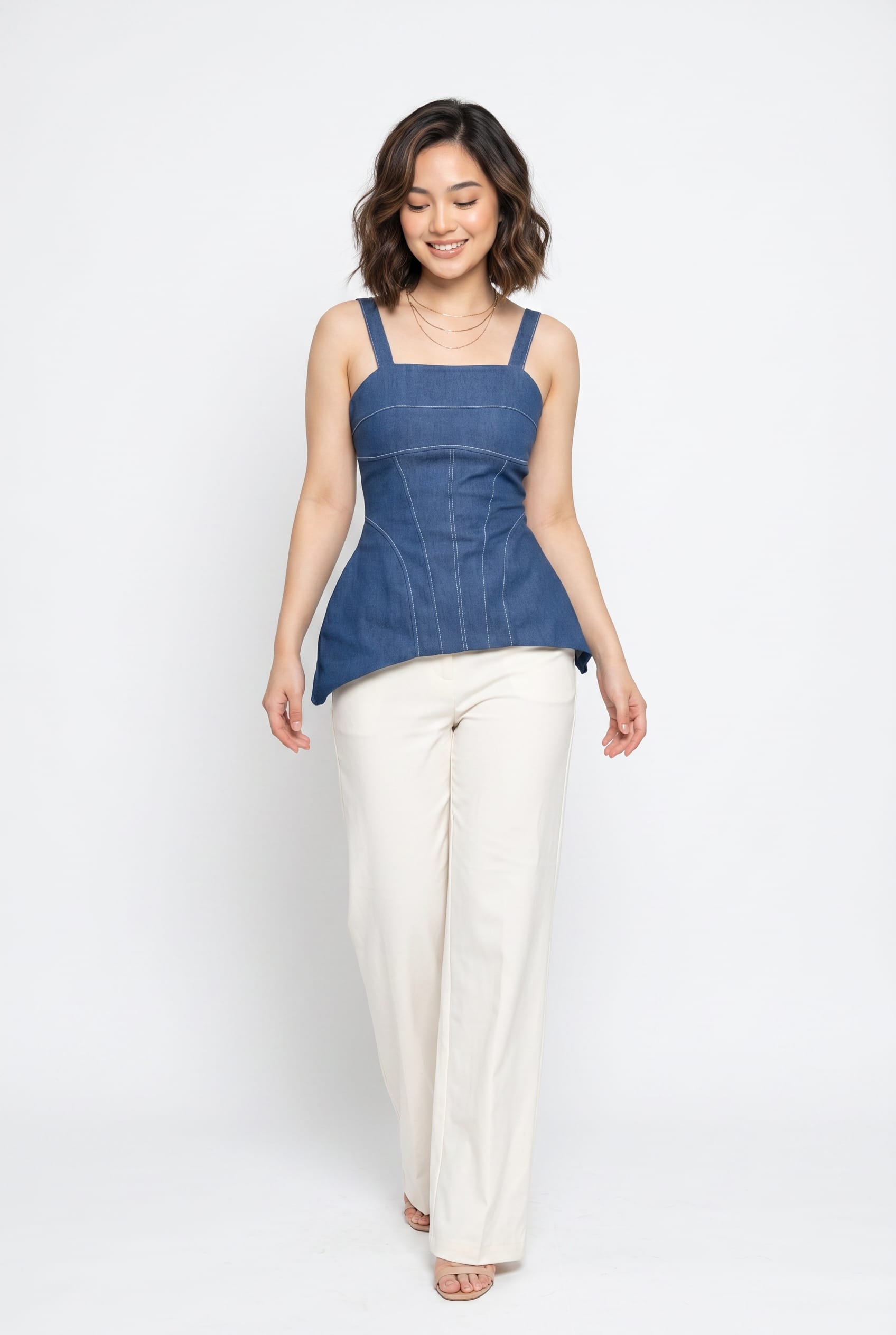 Blue Denim Structured Corset Top