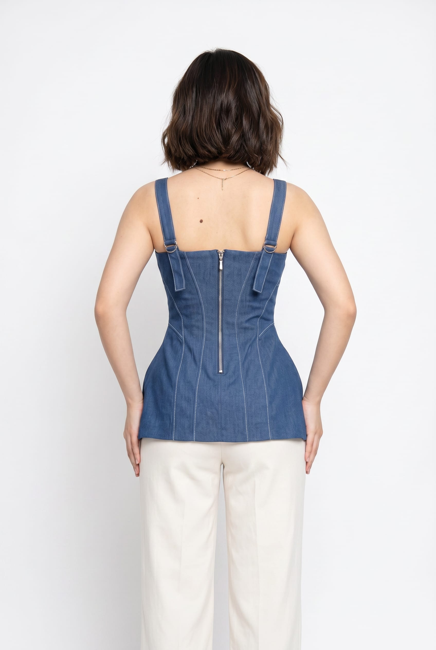 Blue Denim Structured Corset Top
