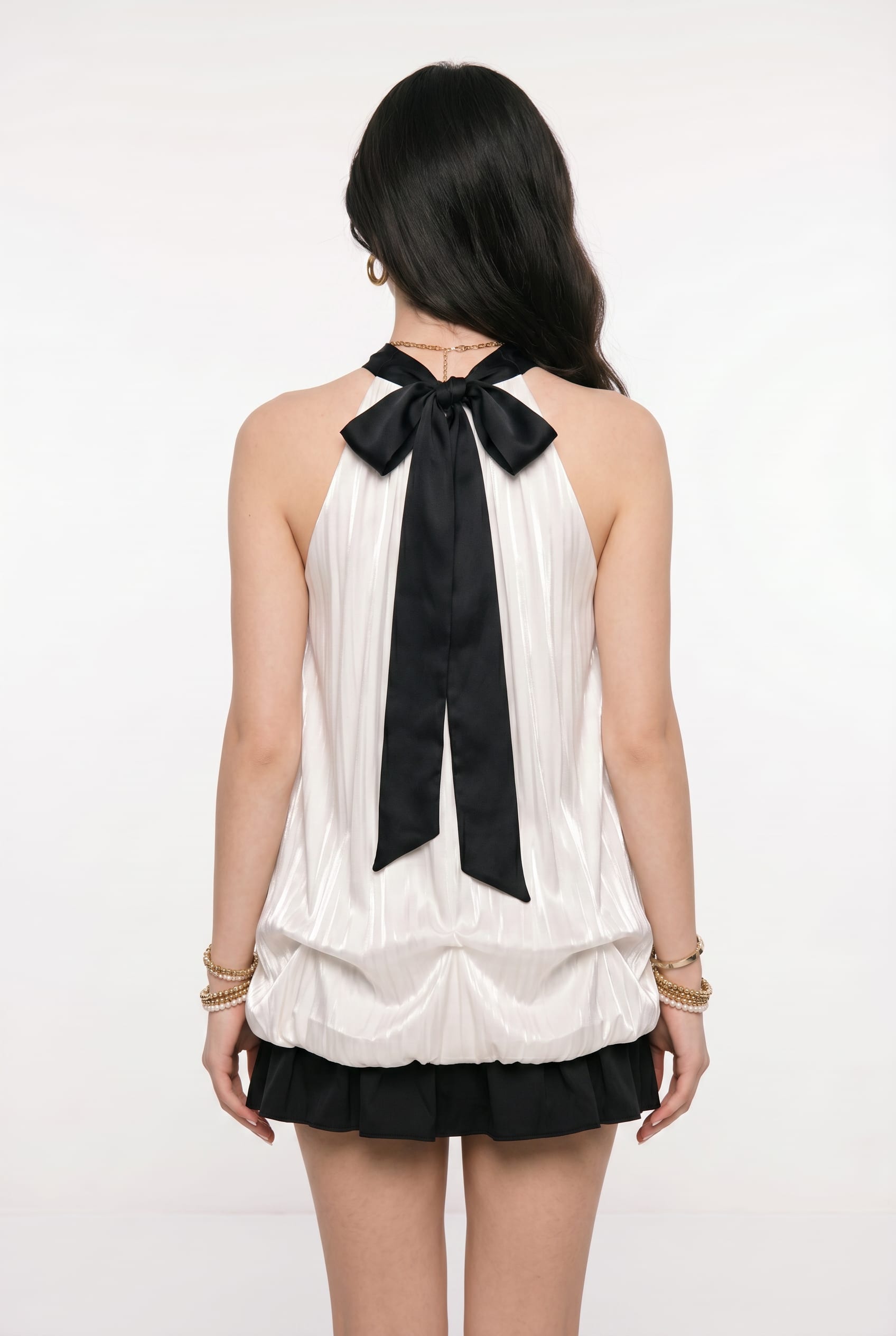 White Satin Halter Mini Dress