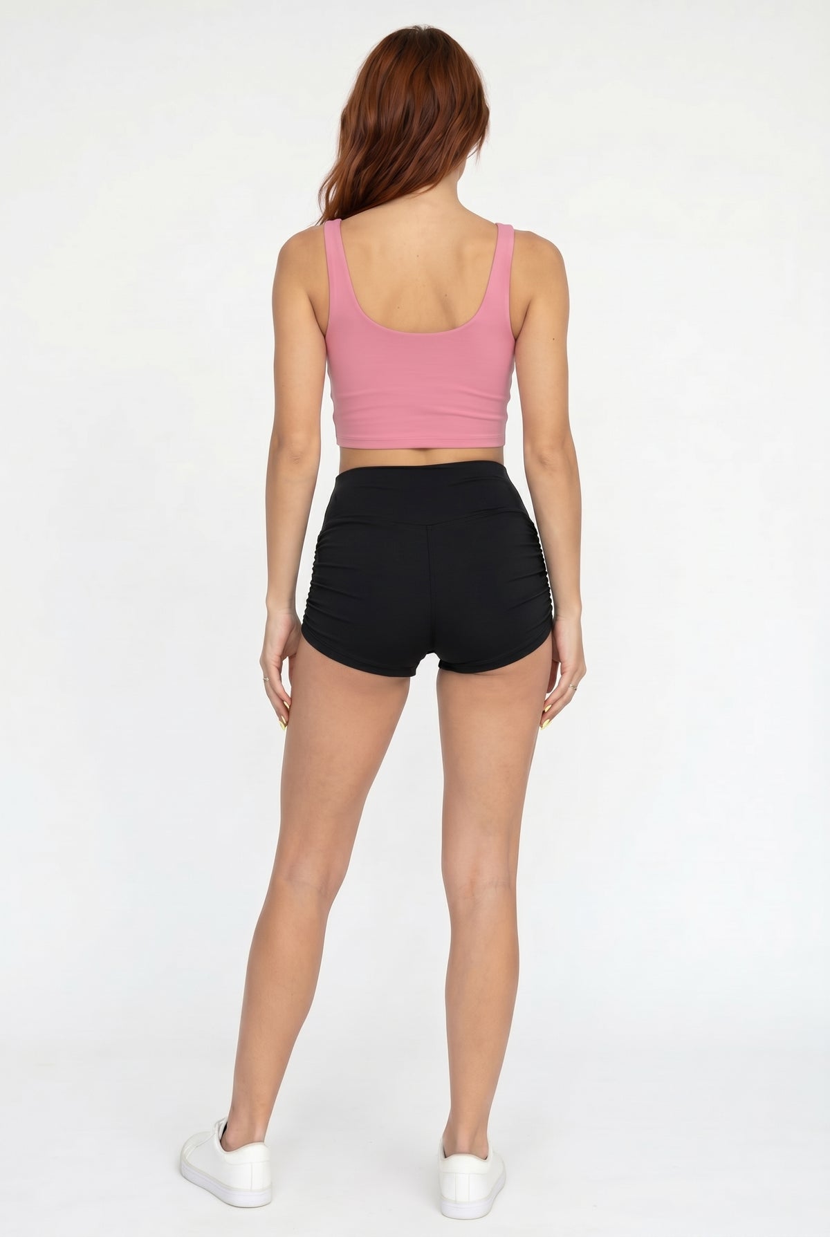 Black Ruched Mini Biker Shorts