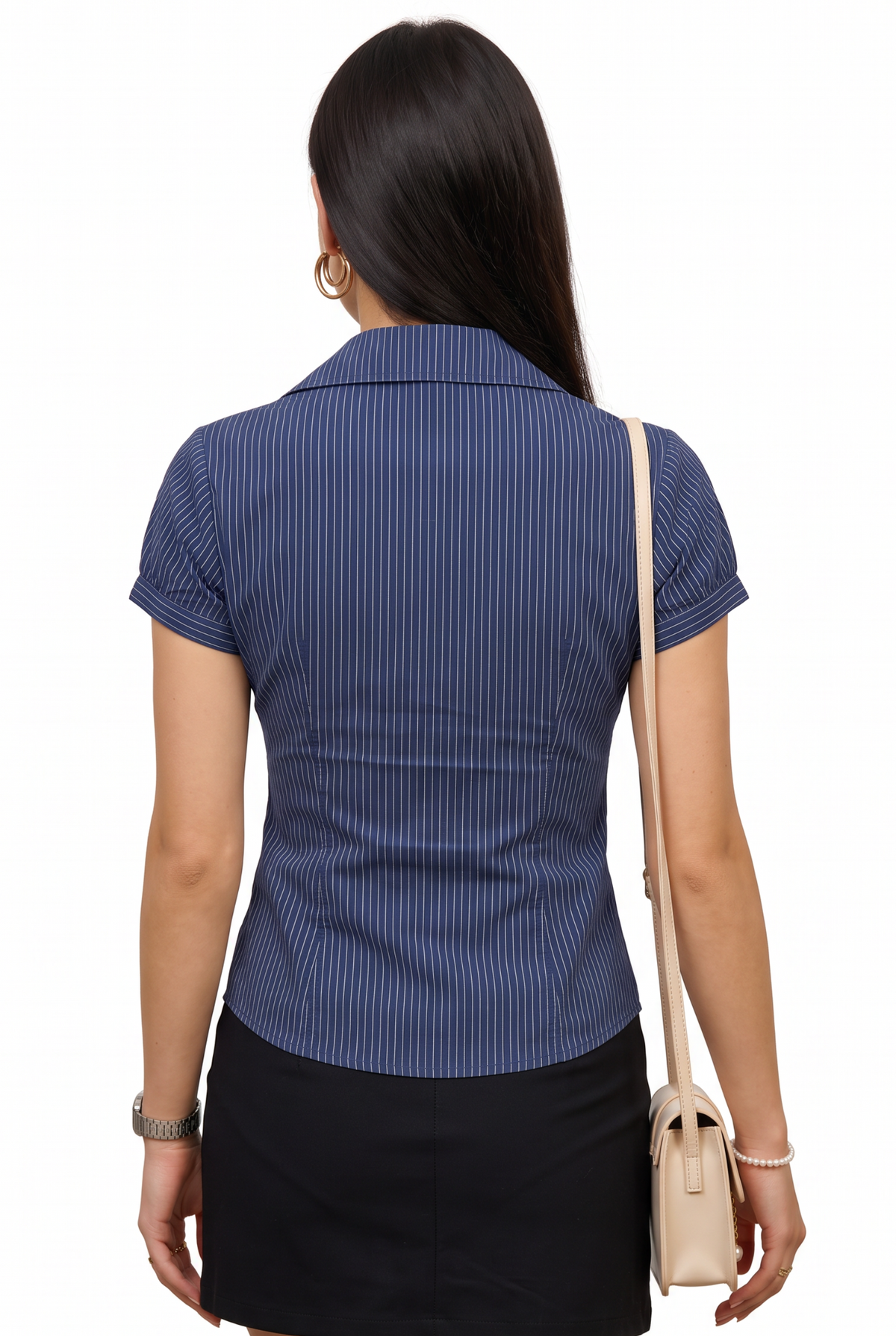 Navy Pinstripe Modal Button Shirt