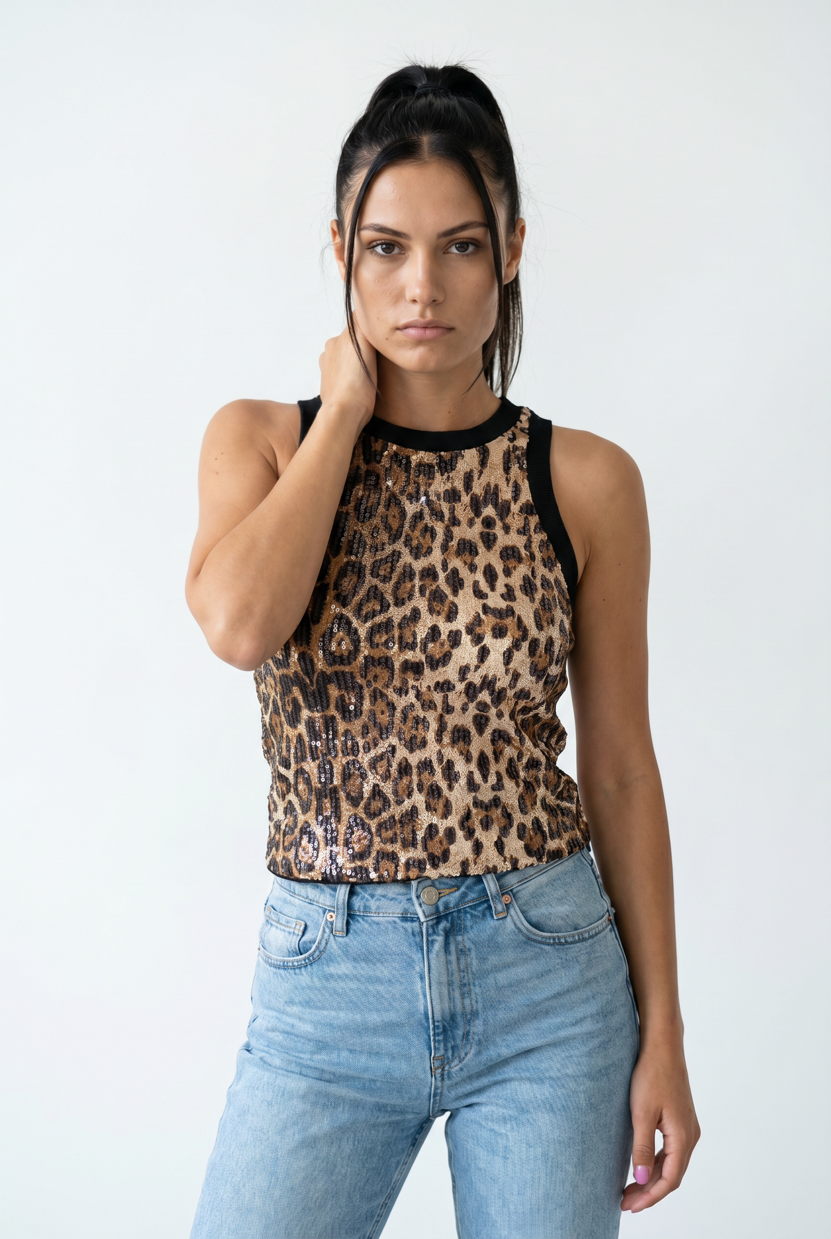 Animal Sequin Leopard Tank Top