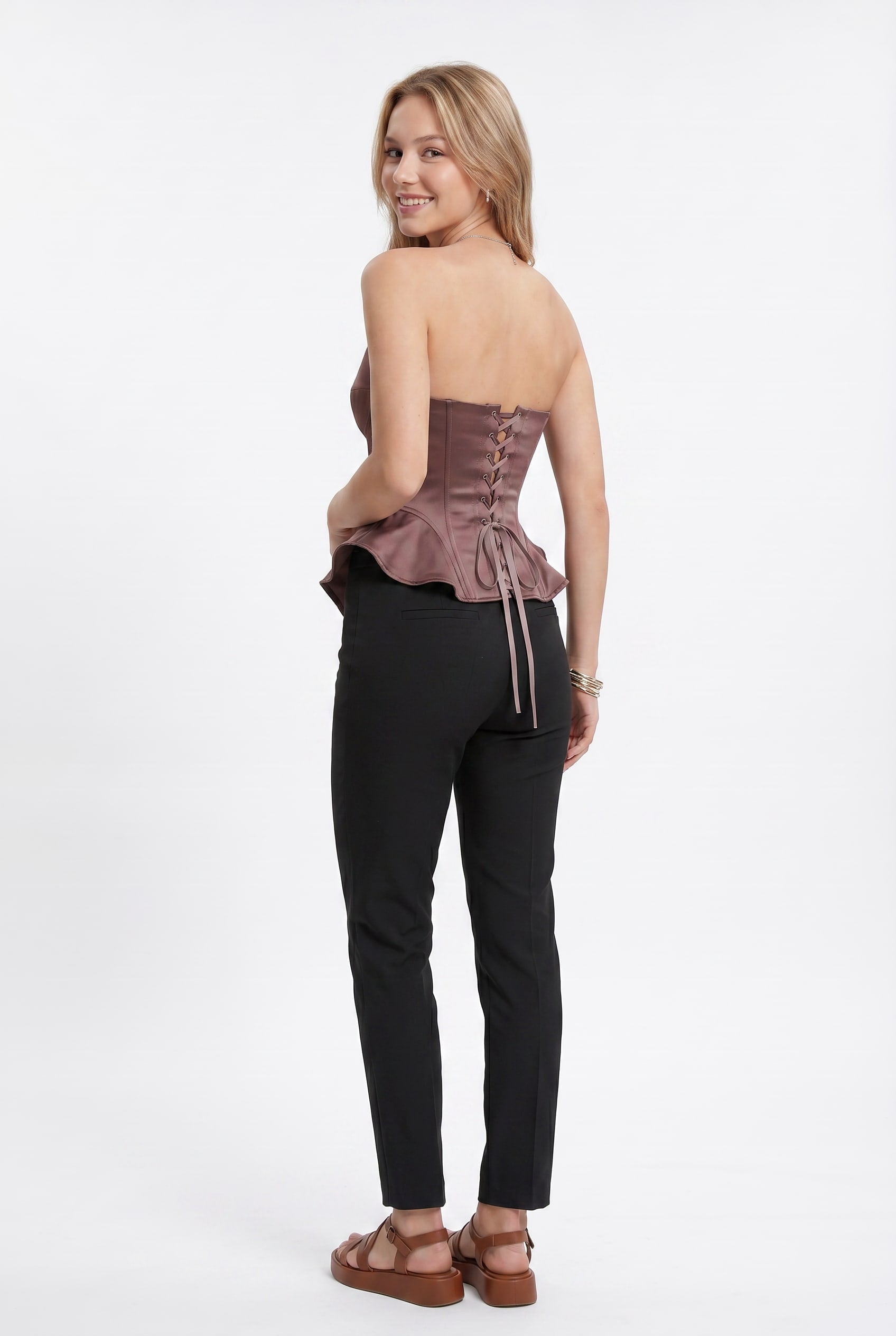 Dusty Rose Satin Bustier Corset Top