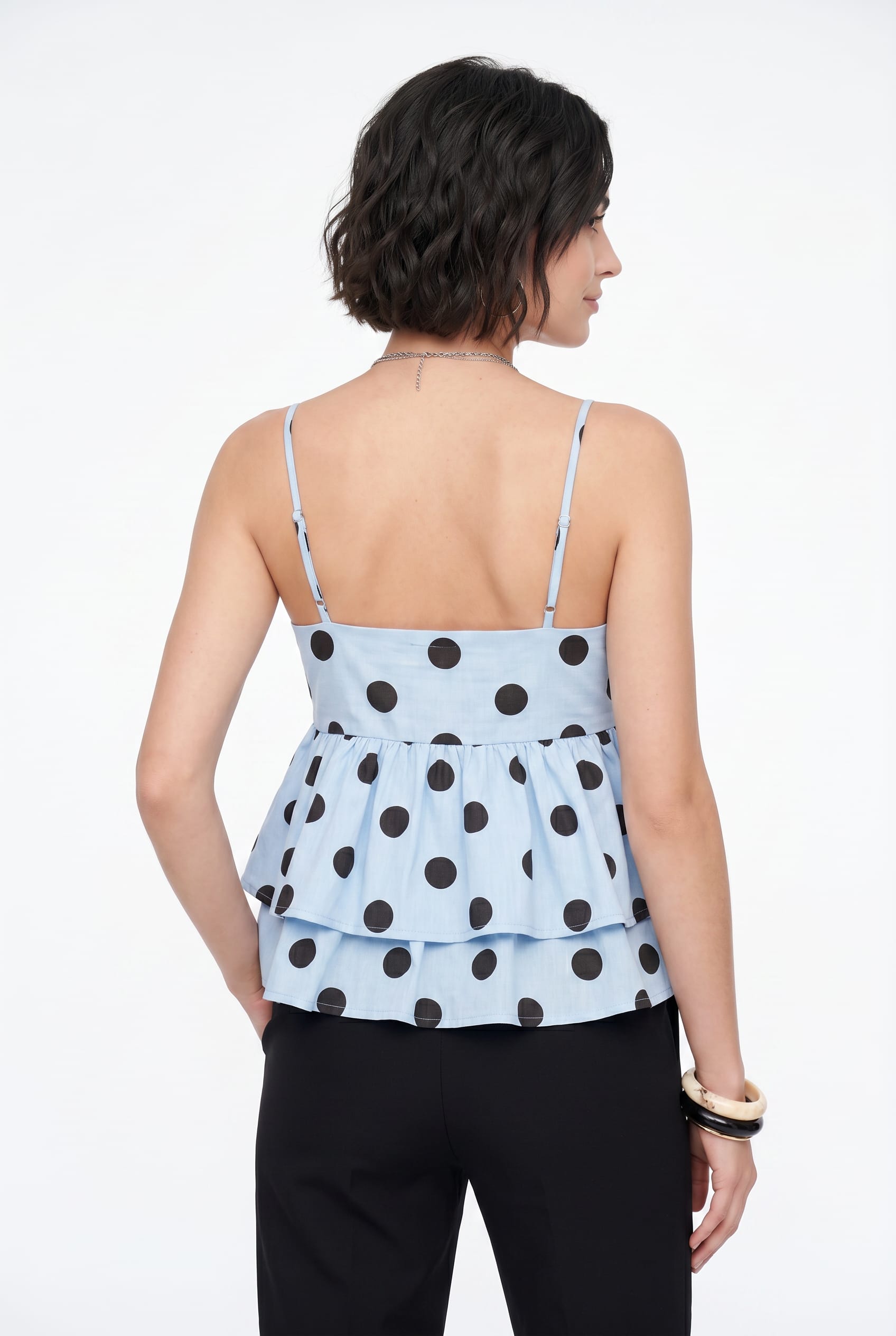 Powder Blue Polka Dot Tiered Cami Top