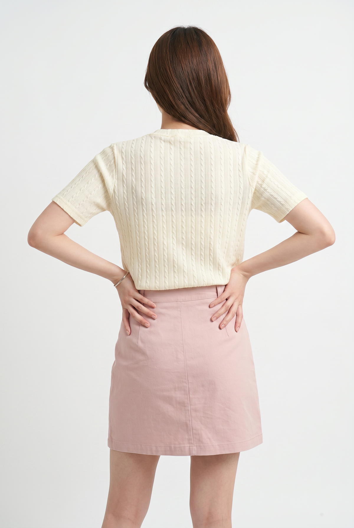 Cream Cable Knit Cropped Top