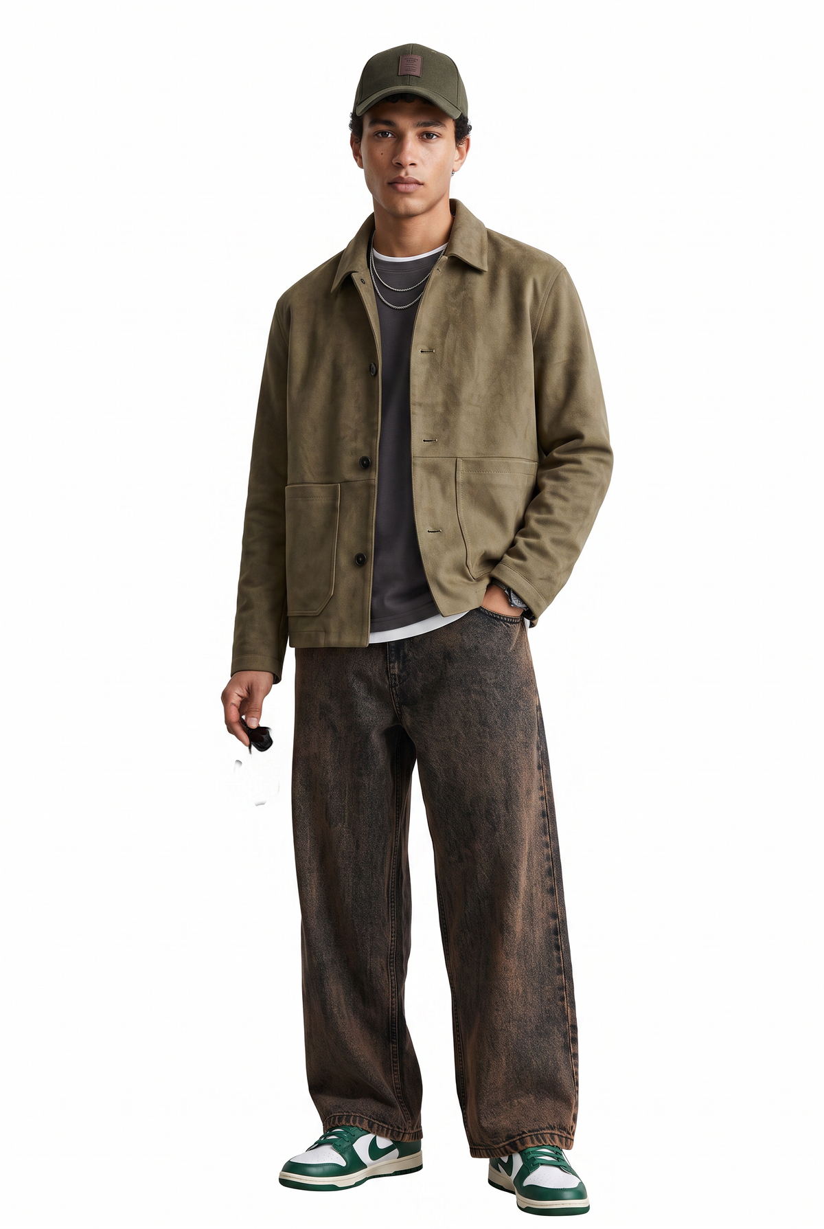 Olive Regular Suede Chore Jacket