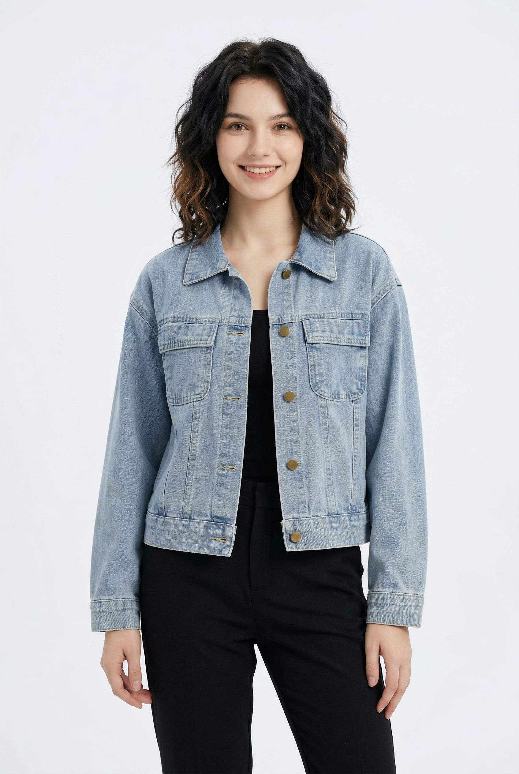 Light Wash Cropped Denim Jacket