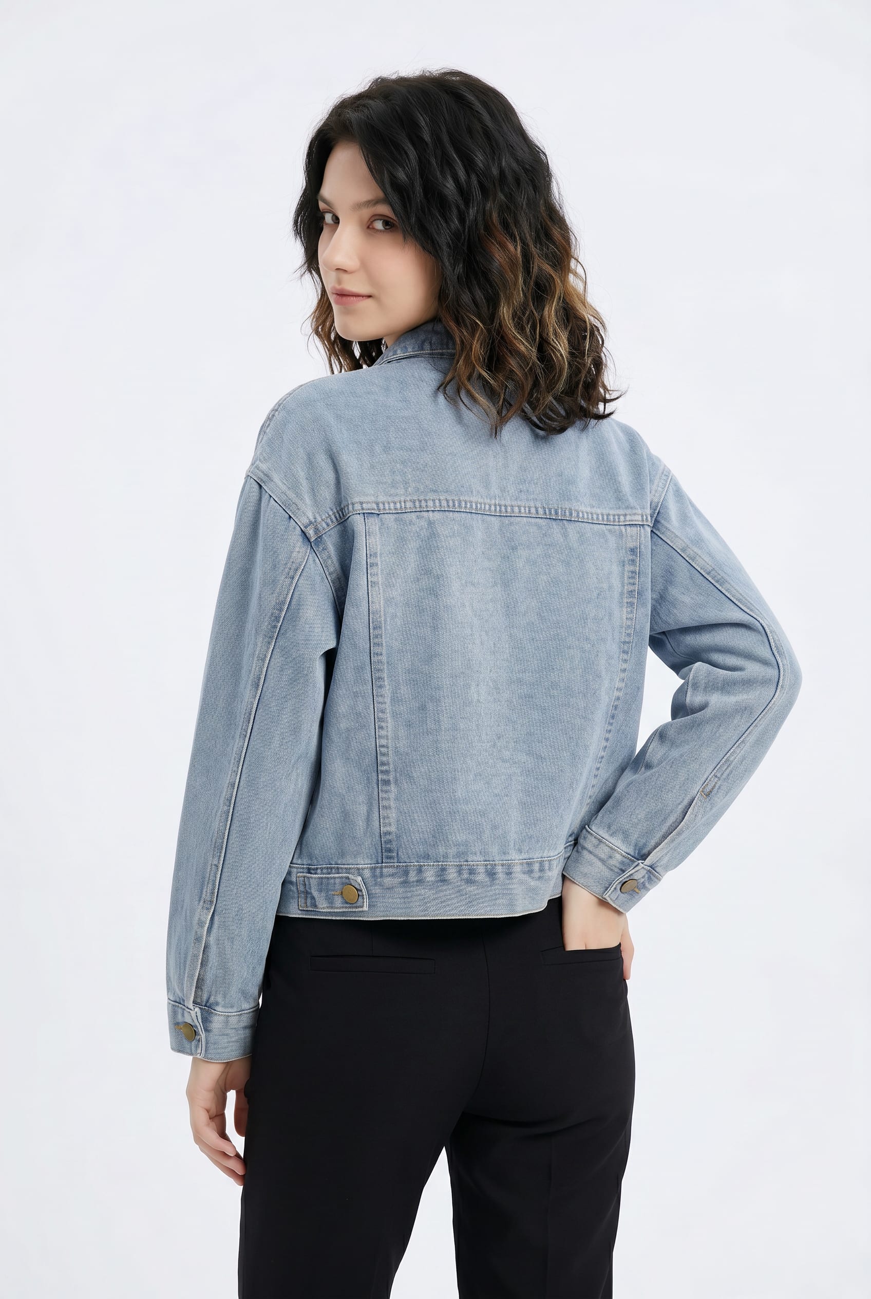 Light Wash Cropped Denim Jacket