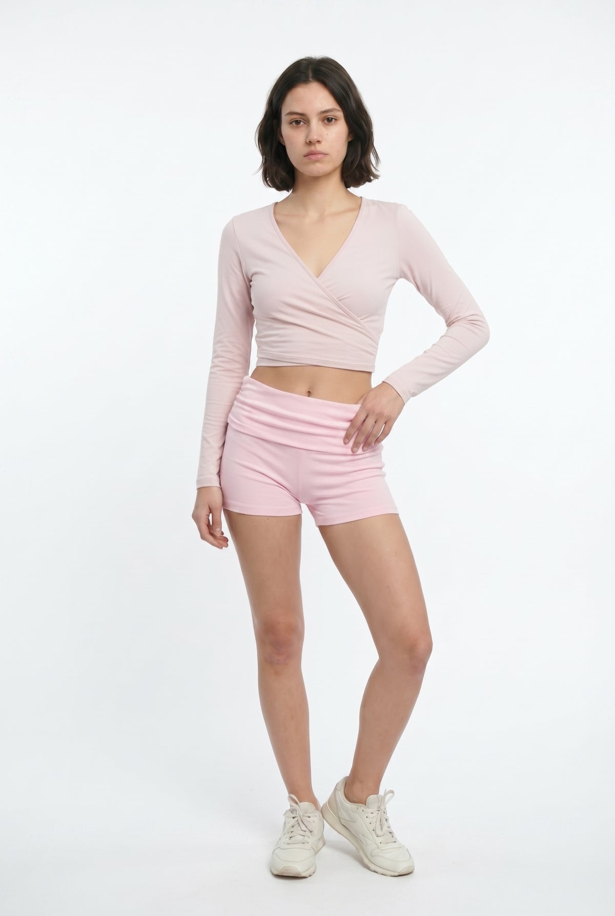 Pink Wrap Crop Active Set