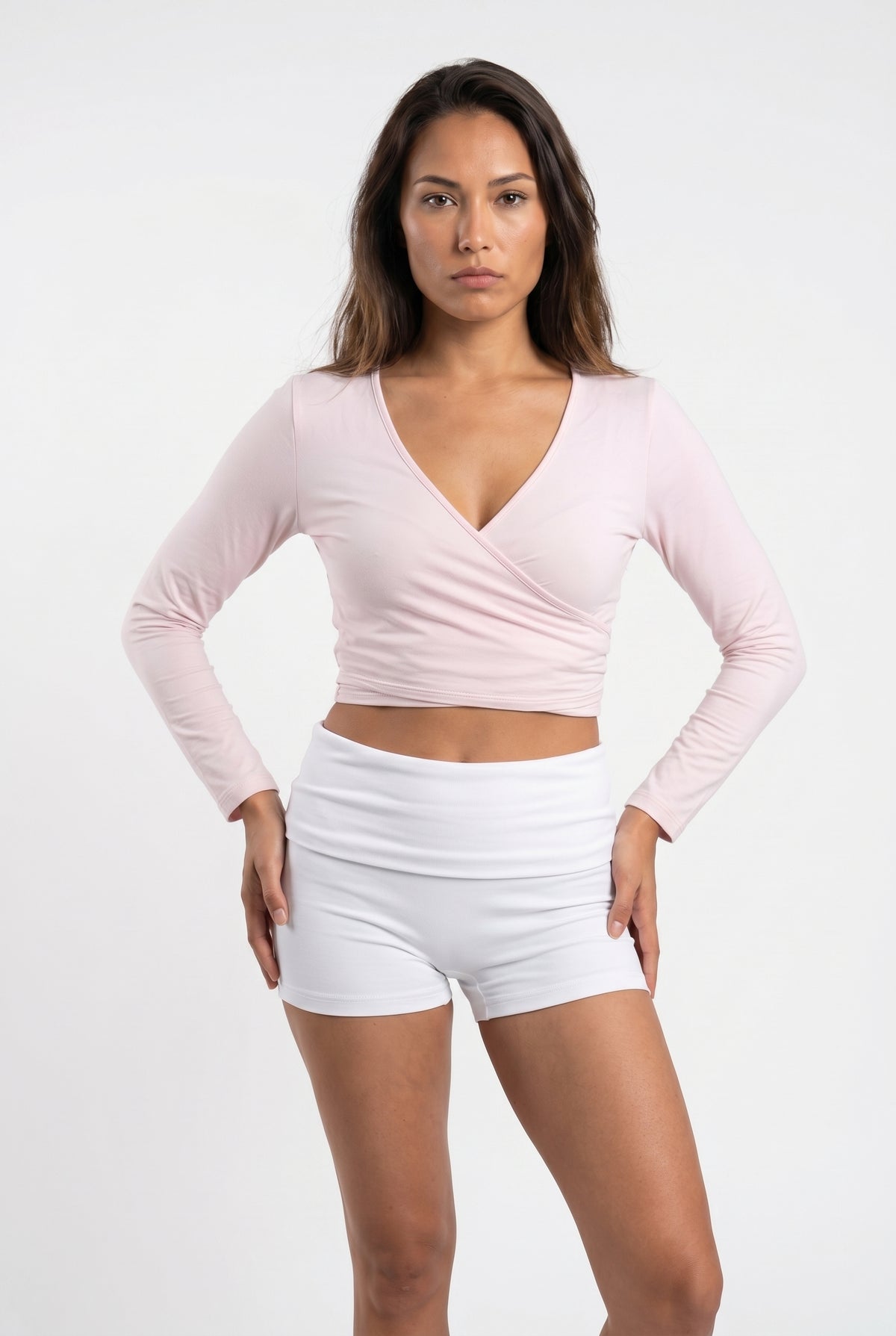 White Active High-Waist Shorts